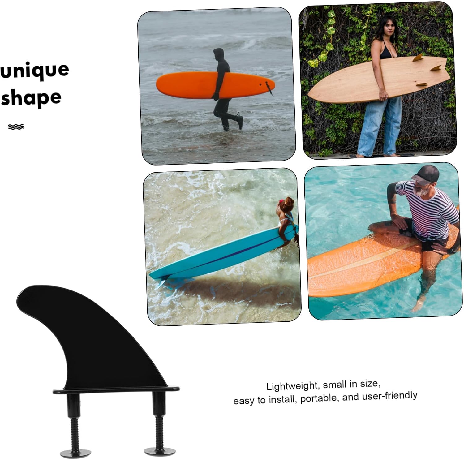 WOONEKY 1 Set Slide Surfboard Fins Durable Softboard Fin Replacement with Screw Enhanced Stability for Water Sports and Kayaking for Adults Surfing Enthusiasts