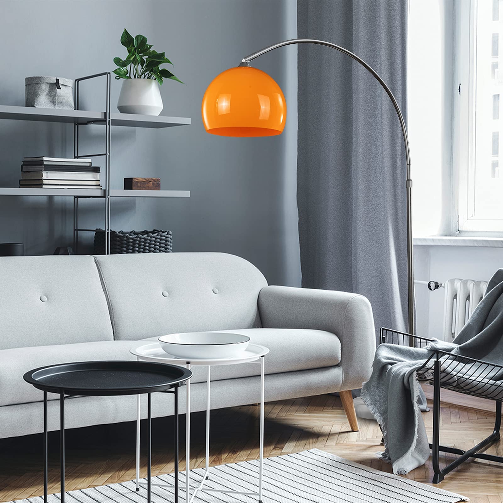 Jago® Bogenleuchte - Höhenverstellbar, A++ bis E, 145-220/130-180 cm, 1xE27 LED, max.60W, Orange/Weiß-Bogenlampe, Stehlampe, Stehleuchte, Standleuchte, Bogenstandleuchte (Höhe: 145-220 cm, Orange)