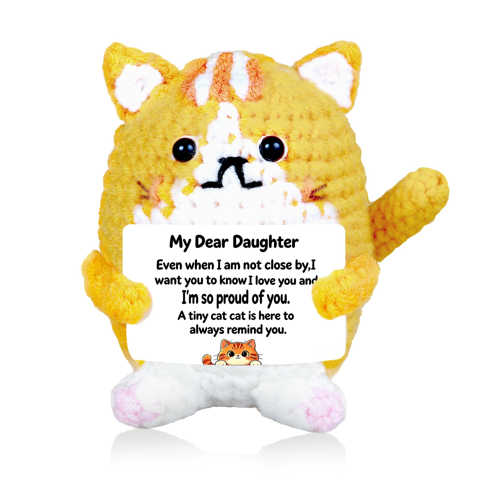 Joeevokey Daughter Gifts, Daughter Birthday Gifts, for Daughter - Handmade Crochet Cat, Presents from Mum & Dad for Her Special Moments(CAT-For Daughter)