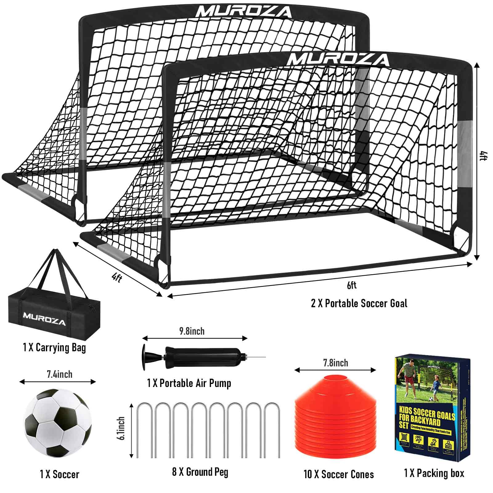 Soccer Goal, Kids Soccer Goals for Backyard Set, Pop Up Soccer Net view 2