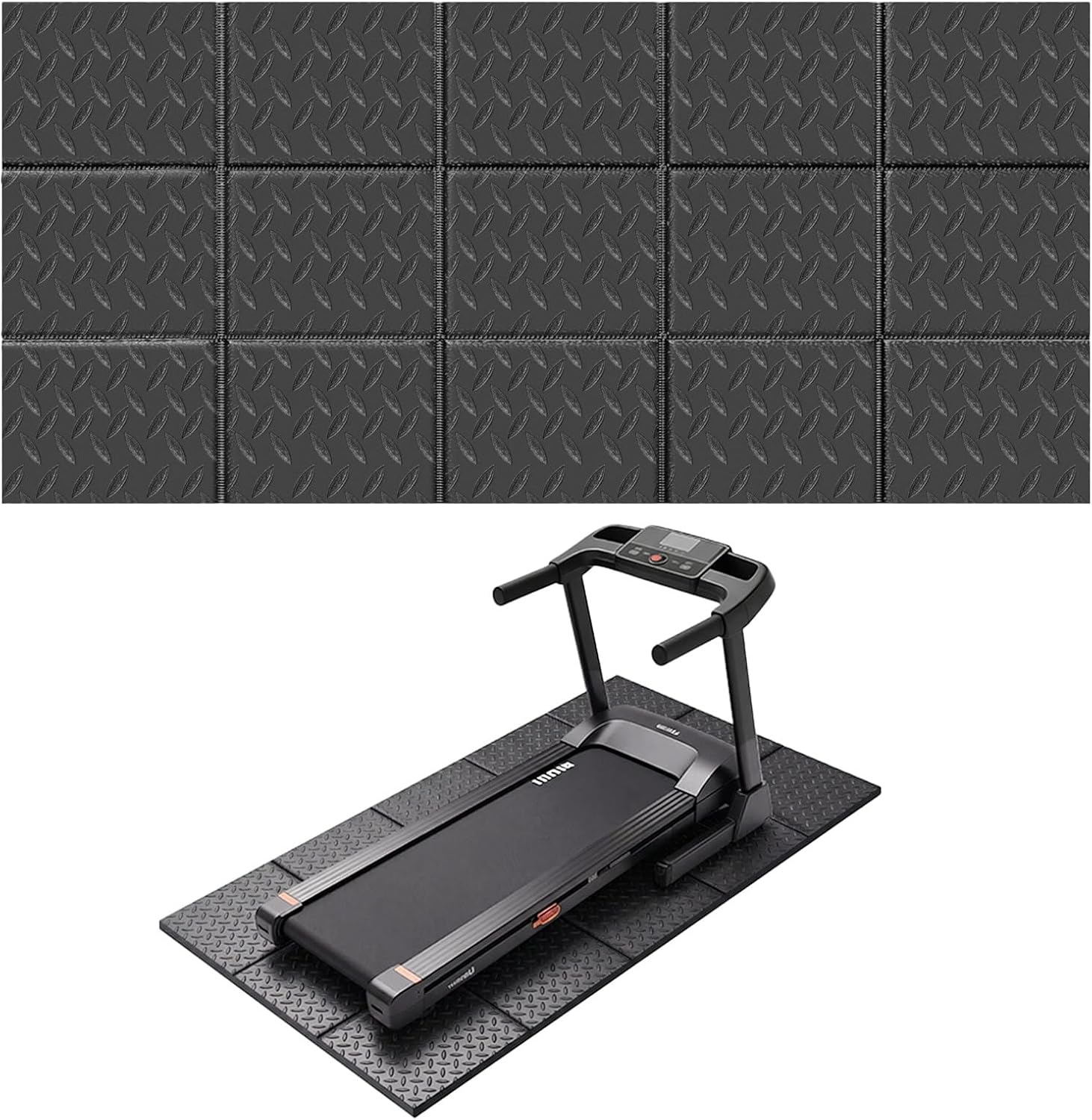 Treadmill Mat 79" x 39", 6mm Thick, for Under Treadmill, Walking Pad & Exercise Bike on Carpet & Hardwood Floors, Non-Slip Stripe Design, Waterproof Floor Protector, Noise & Shock Absorbing