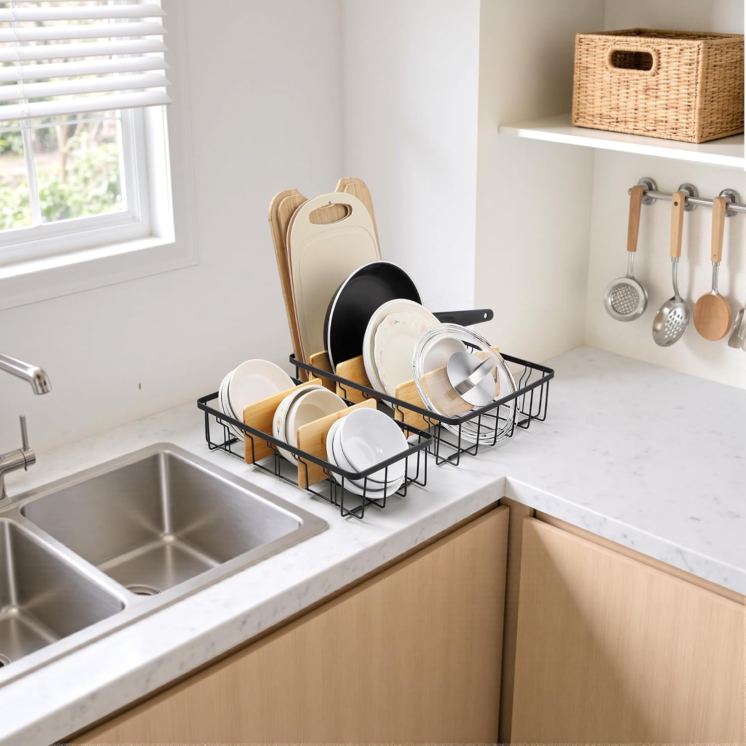 Adjustable Lid Organizers - Lar Kitchen Cabinet Organizer for Food