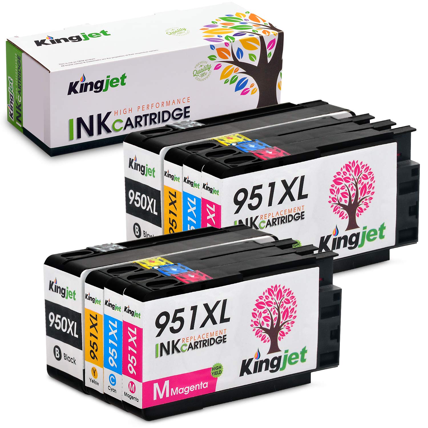 Kingjet Compatible Replacements for 950 951, 950XL 951XL Ink Cartridges Work with Officejet Pro 8100 8600 8610 8620 Printers, 2 Sets (2BK 2C 2M 2Y)
