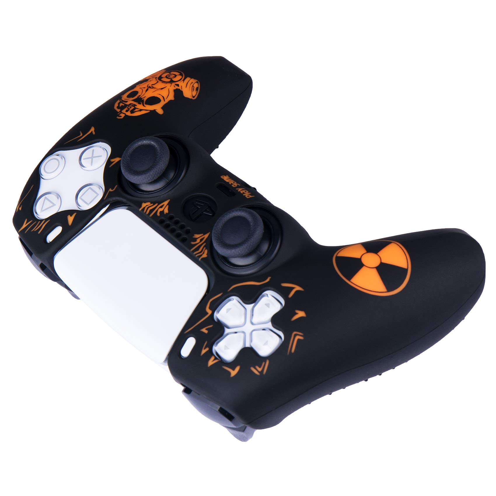Yorha Tachonado Talla Láser Silicona Caso Piel Fundas Protectores Cubierta para PS5 Mando x 1 (Radiación Naranja) con Pro los puños Pulgar Thumb Gripsx 8