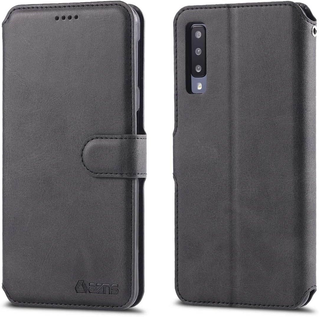 SHUNDA Case for Samsung Galaxy A30s, Ultra Slim Leather Flip Wallet Cases Card Slot Bracket Protection Case Cover for Samsung Galaxy A30s (6.4 inch) - Black