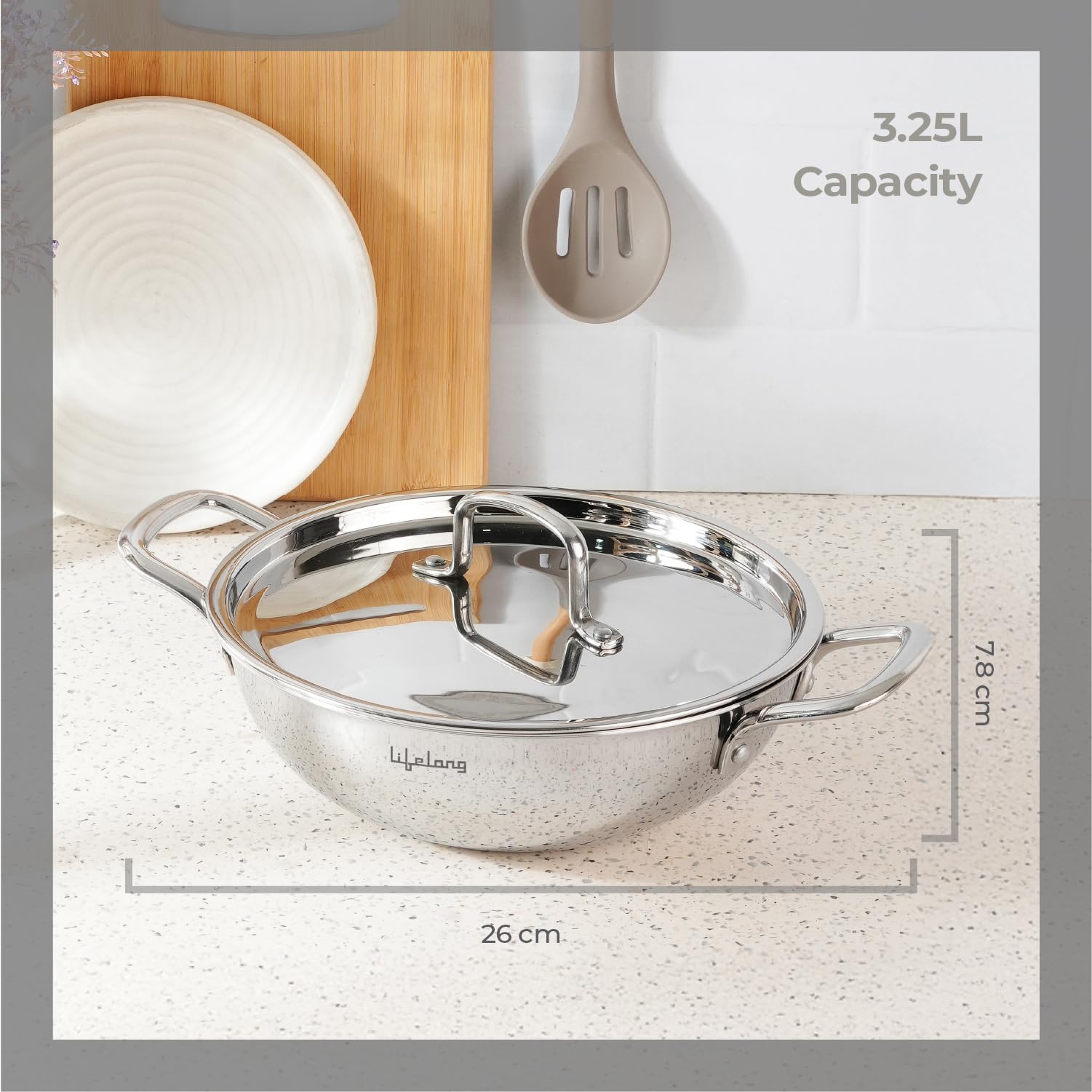 Lifelong Triply Kadai - 26cm, Even Heating -7