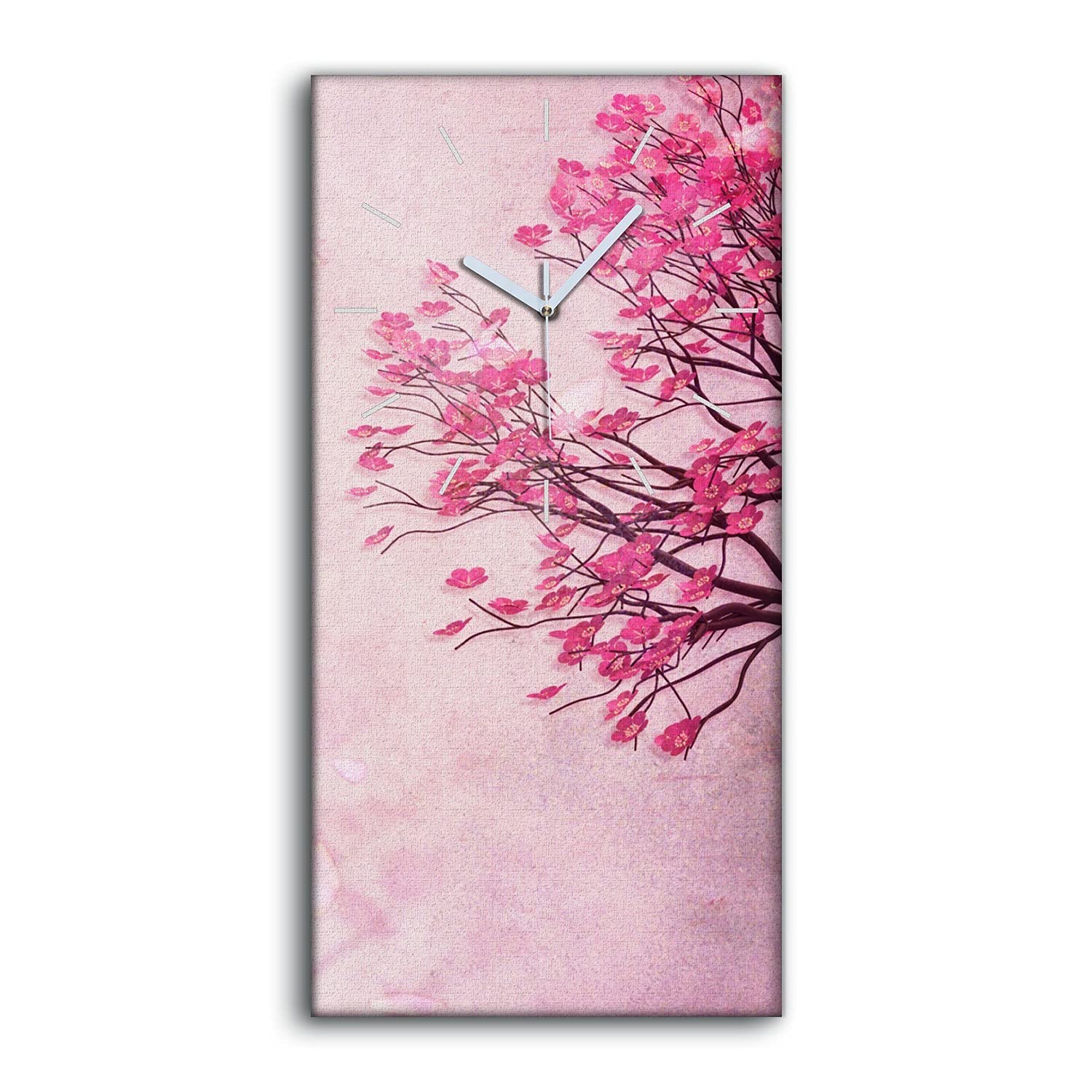 Art Mural Image Abstract Arbres Fleurs Horloge sur Toile Luxe