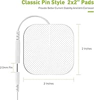 Vista 6 de TENS - Almohadillas de repuesto para unidad, 20 almohadillas de electrodo de 2 x 2 pulgadas, parches de electrodos autoadhesivos reutilizables