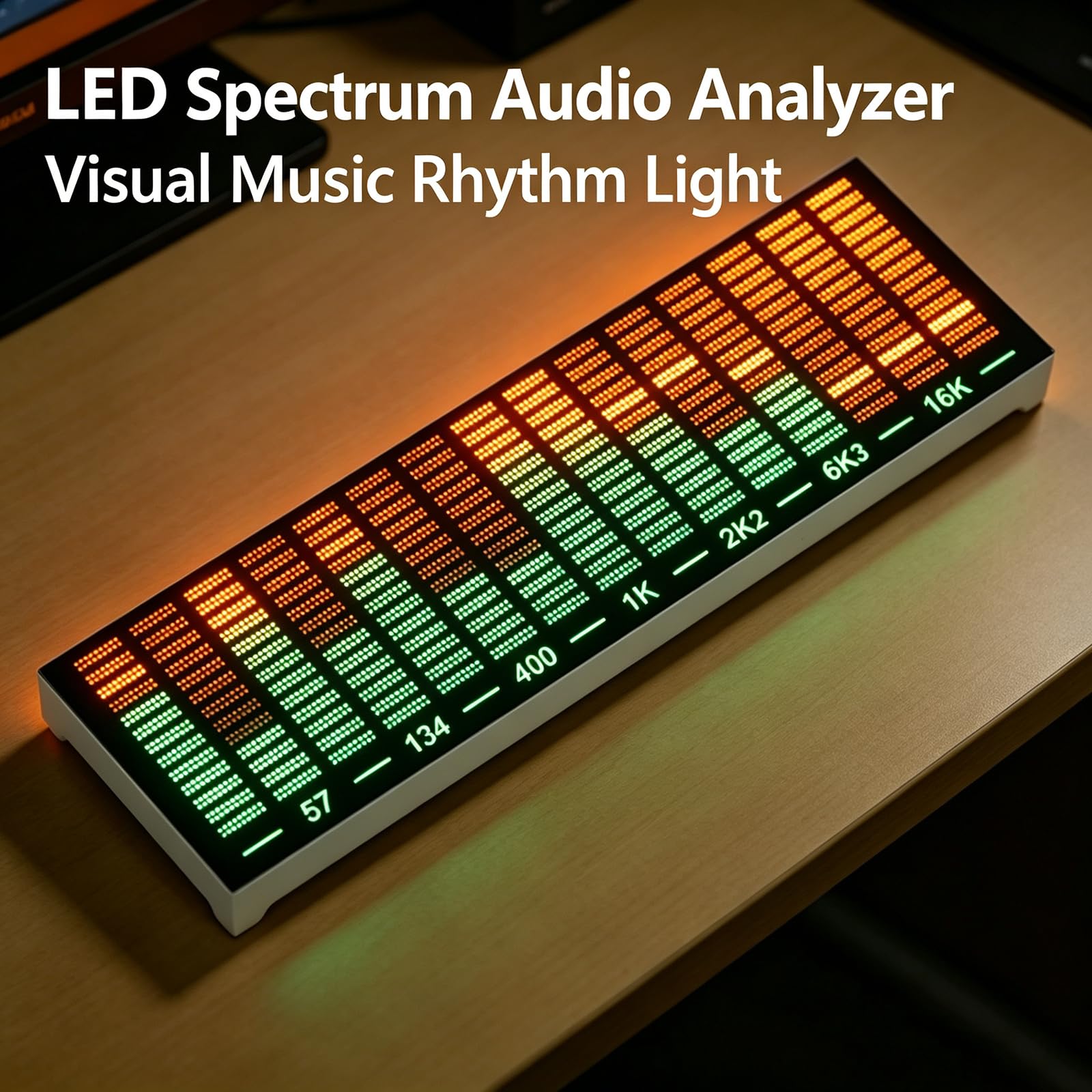 Analizzatore di Spettro Audio A LED, Display VU Meter per Ritmo Musicale, Luce Visualizzatrice Attivata dal Suono, Alimentazione Type-c 5v, per Scrivania da Gioco, Audio E C
