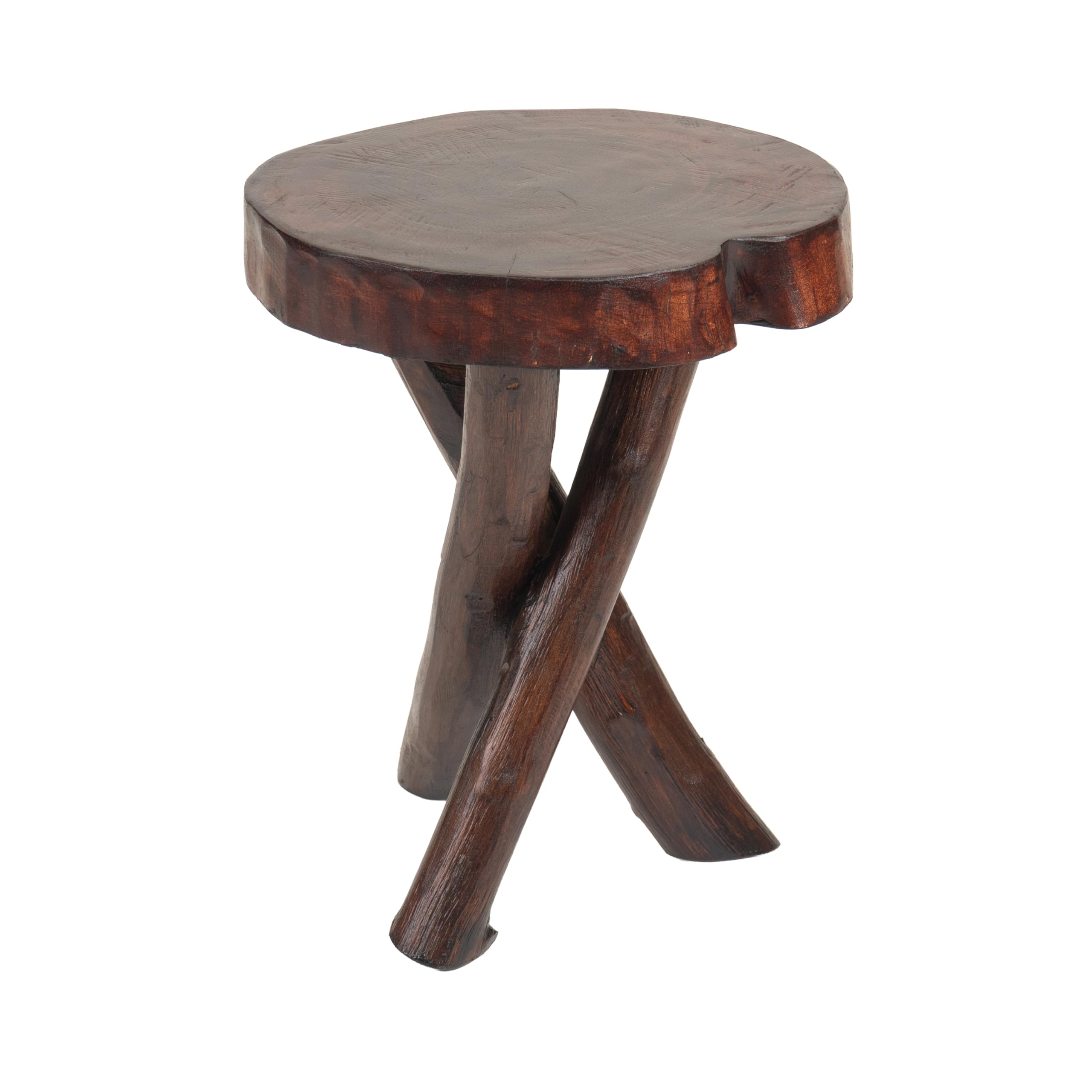 DESIGN DELIGHTS Robusto tavolo rotondo in legno teak 40 | 41 x 34 cm (altezza x diametro), in legno antico | tavolino rustico, poggiapiedi, tavolo in legno, sgabello per fiori