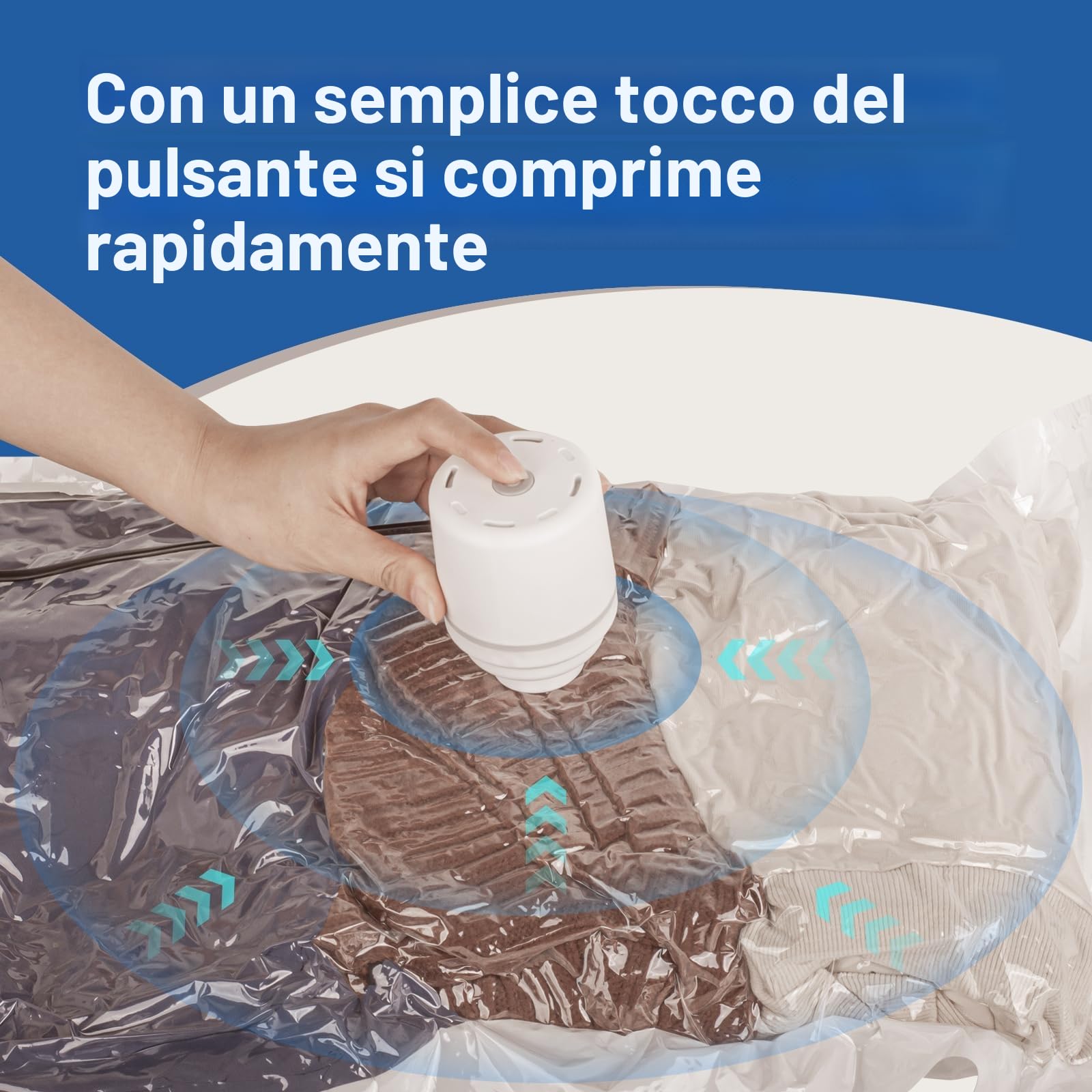 Vacbird Sacchetti Sottovuoto Vestiti con Pompa Elettrica, Confezione da 12 (4 Grandi, 4 Medi, 4 Piccoli), Sacchetti Salvaspazio per Vestiti, Coperte, Cuscini, Viaggi, Lenzuola, Giocattoli di Peluche