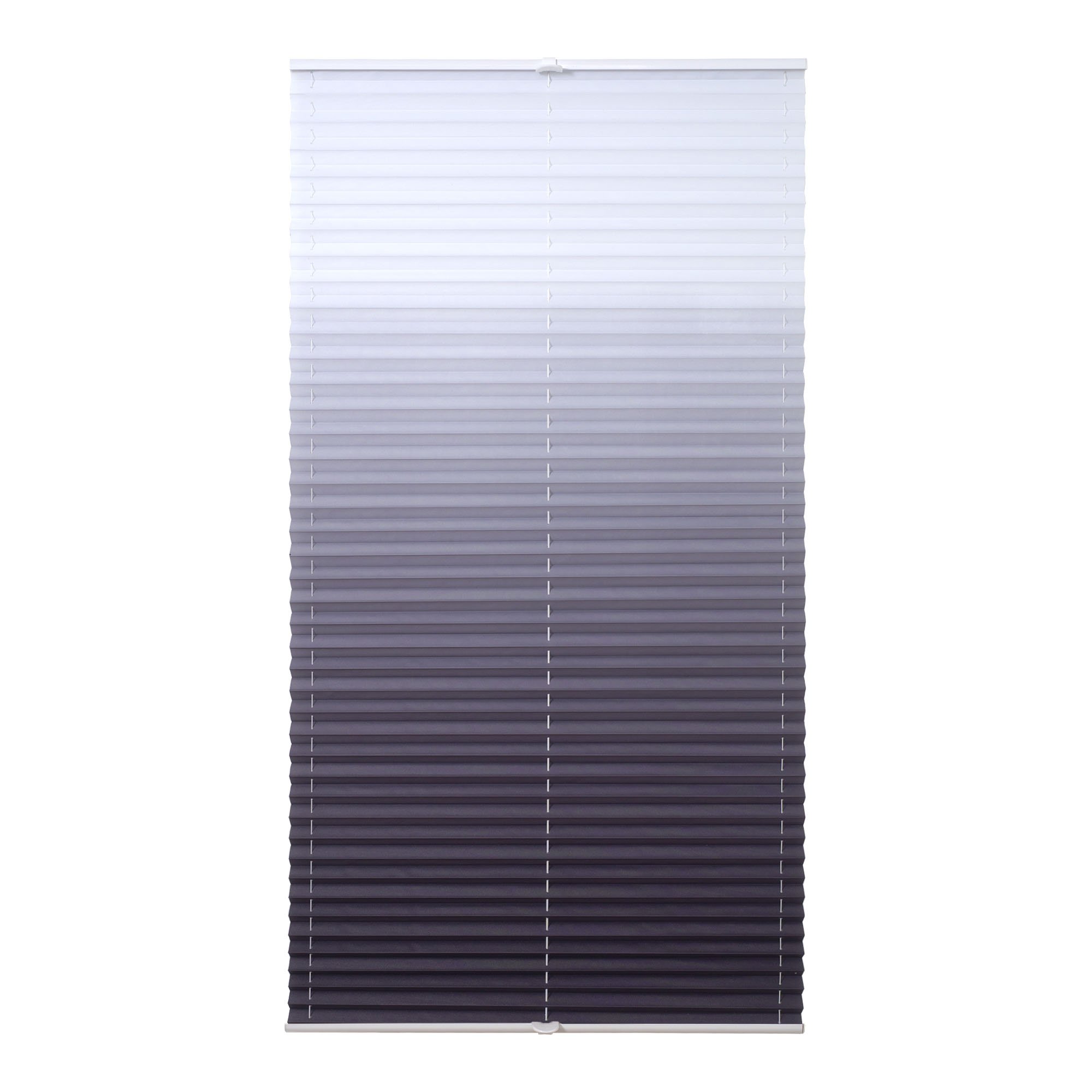 Plissee Farbverlauf, Stoff: 100% Polyester, verspannt ohne Bohren oder Schrauben, 100 x 130 grau, blickdichte Transparenz, lichtdurchlässig