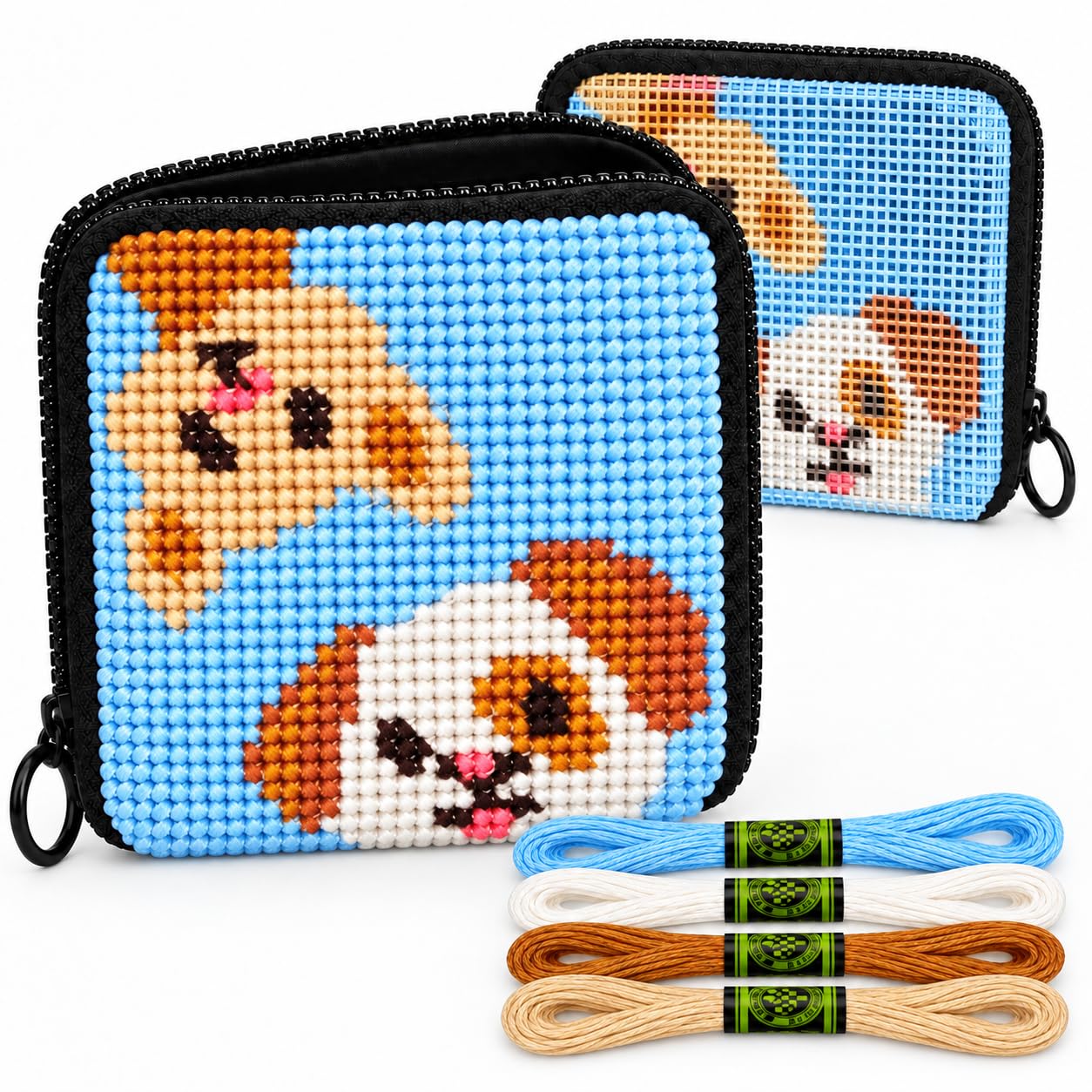 Needlepoint Kit for Kids Ages 6-12 - Cat &amp; Dog Wallet Cross Stitch Craft