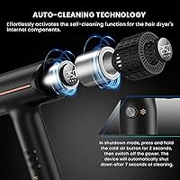 Vista 6 de Hair Dryer with Diffuser: Professional High Speed Quiet Ionic Blow Dryer - Intelligent Heat Control - Lightweight Portable Travel & Home for Women &