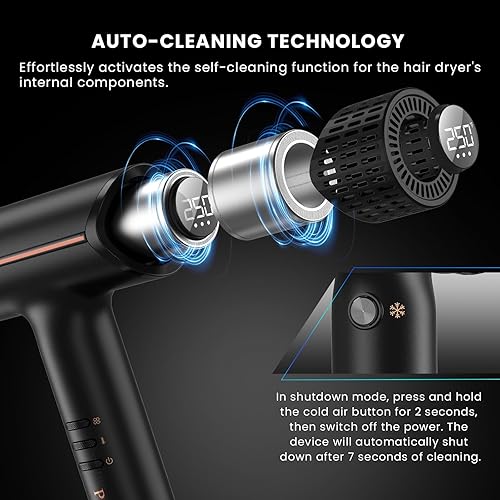 Miniatura 6 de Hair Dryer with Diffuser: Professional High Speed Quiet Ionic Blow Dryer - Intelligent Heat Control - Lightweight Portable Travel & Home for Women &