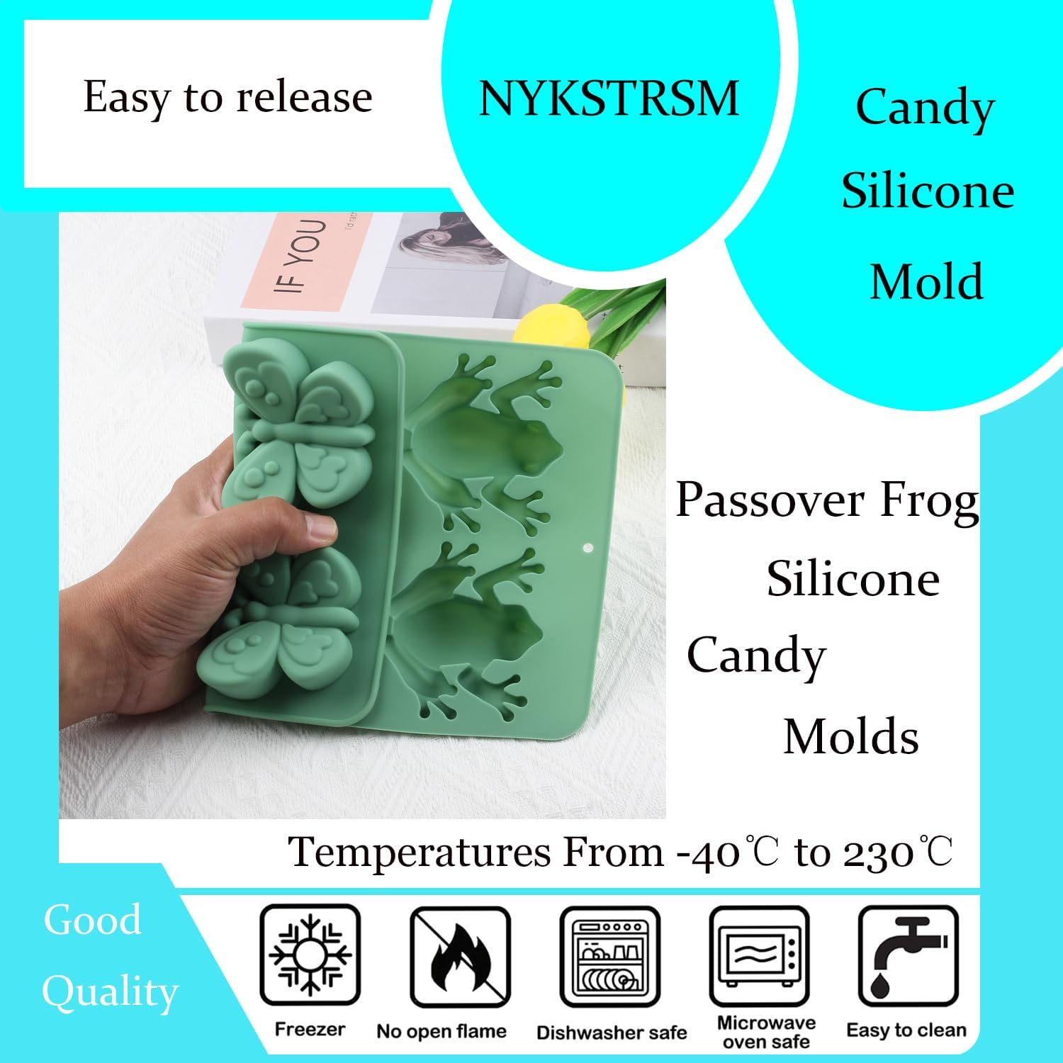 6 Cavity Passover Frog Silicone Candy Molds Snail Butterfly Chocolate Mold For Candy Chocolate Cupcake Topper Decorating