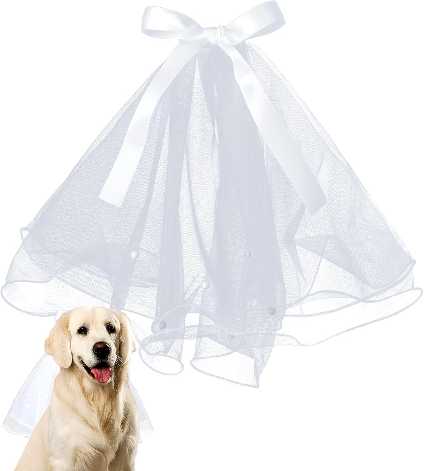Velo de novia para perro KUDES con clip y perlas, accesorio para boda