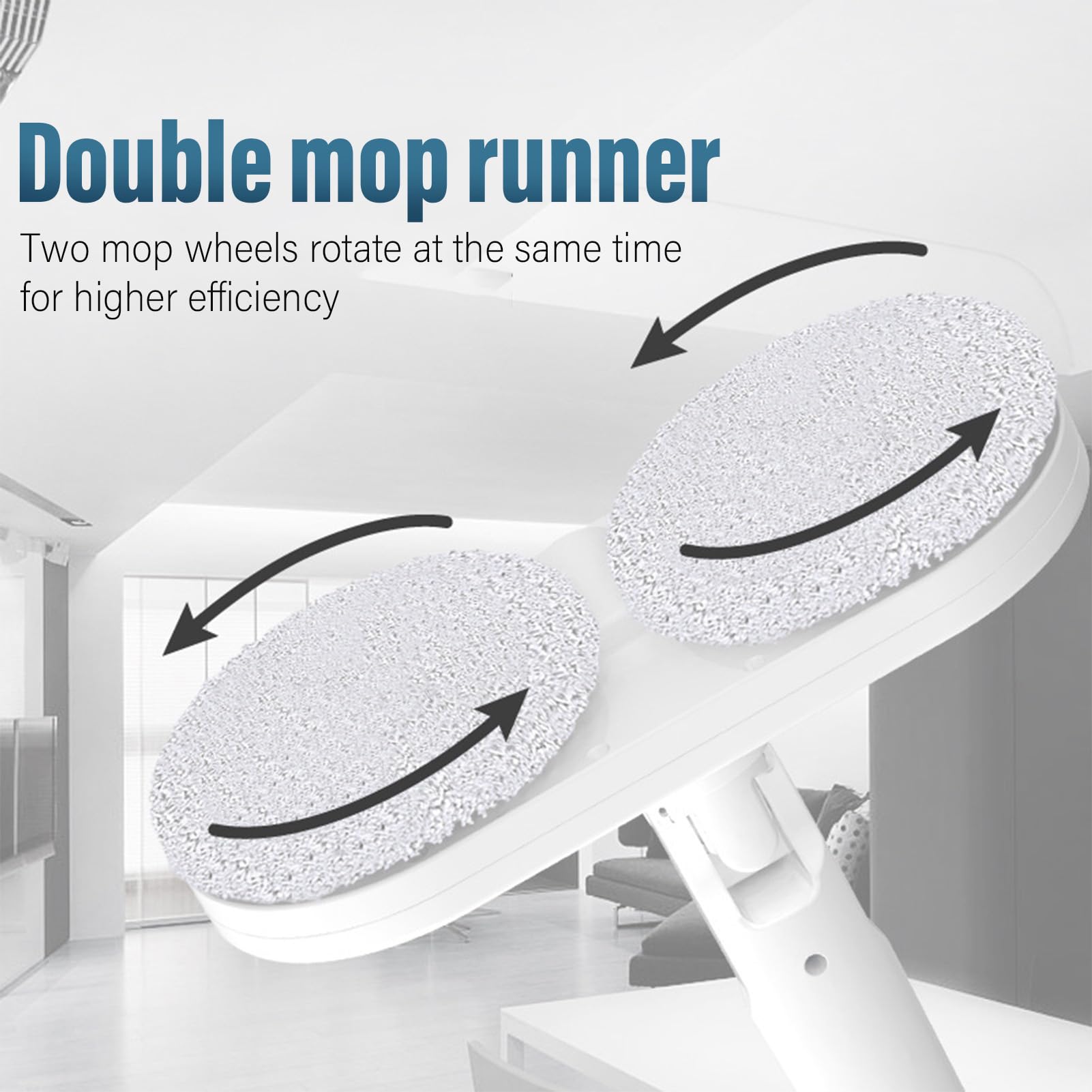 Fockety Trapeador eléctrico inalámbrico, trapeador Giratorio eléctrico Recargable para Madera Dura, Azulejos, mármol, Limpiador de Pisos autopropulsado Ultra silencioso con Tubo Ajustable