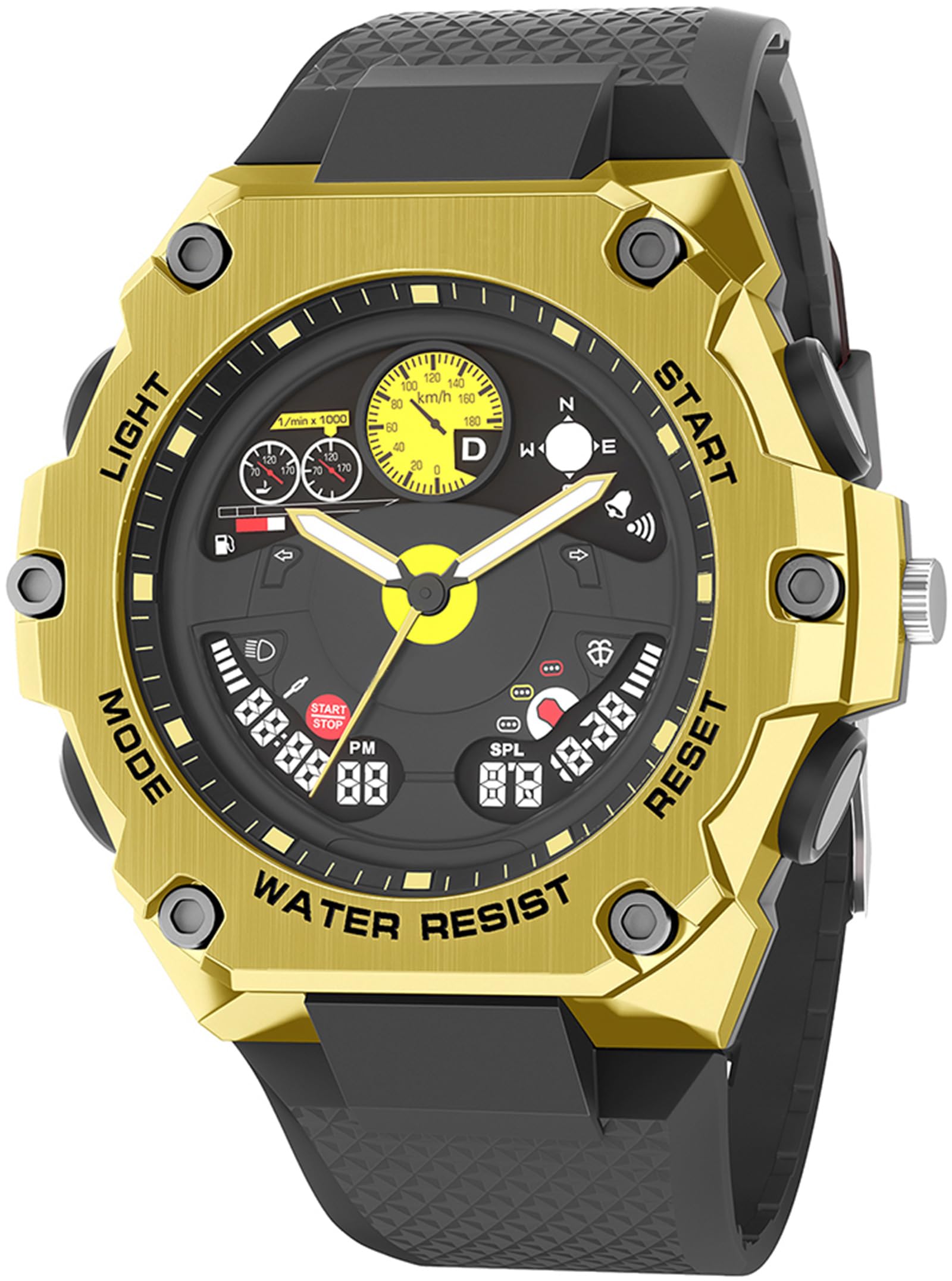 Orologio da polso da uomo, digitale e analogico, 5 ATM, impermeabile, militare, da uomo, con sveglia, LED, data, cronometro, sportivo, digitale, militare, per uomini, ragazzi, cronografo, orologio da