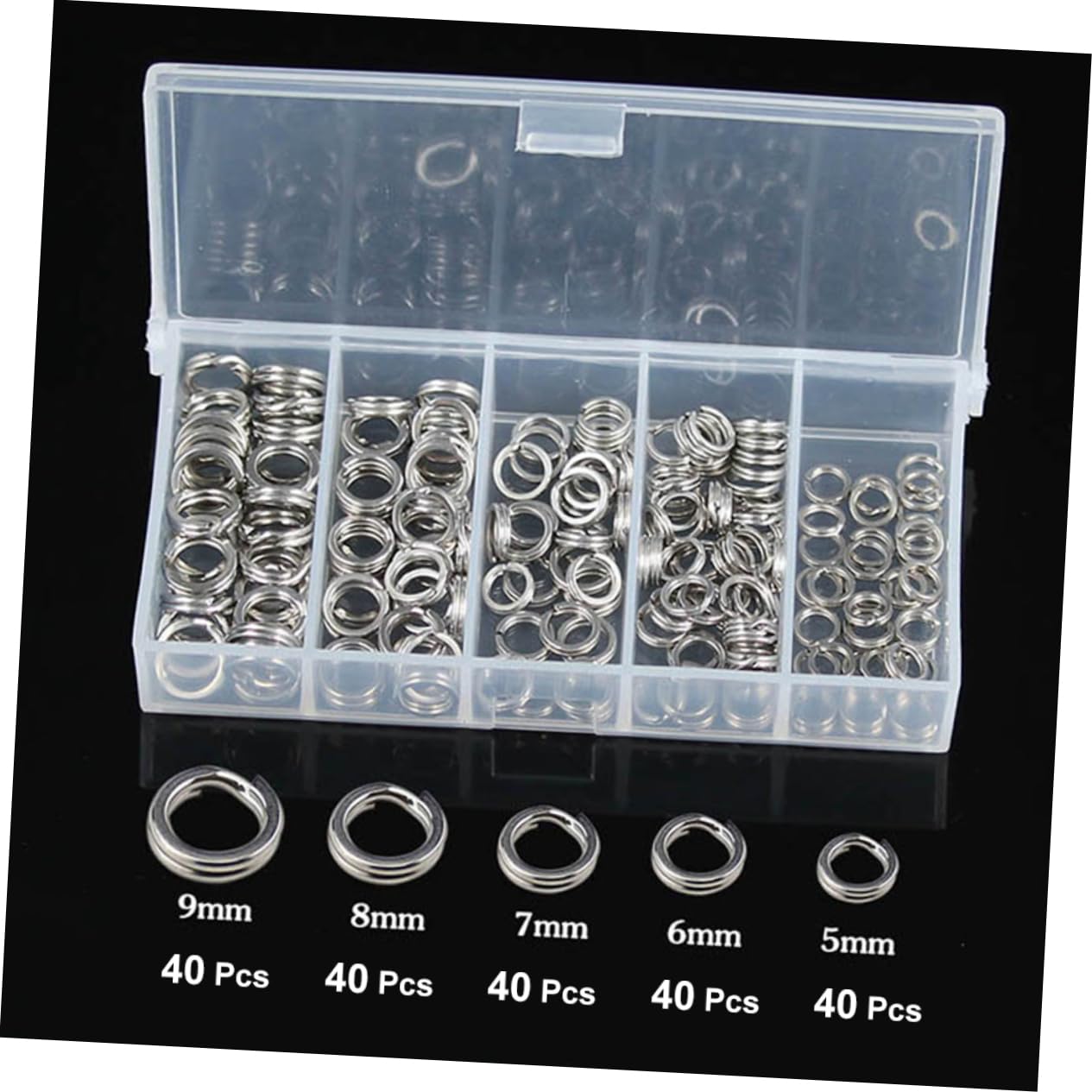 Mipcase 200 Pezzi anello per attrezzatura da pesca Resistente e durevole anelli spaccati in acciaio inossidabile pesca con doppi anelli spezzati doppia apertura anello diviso connettore