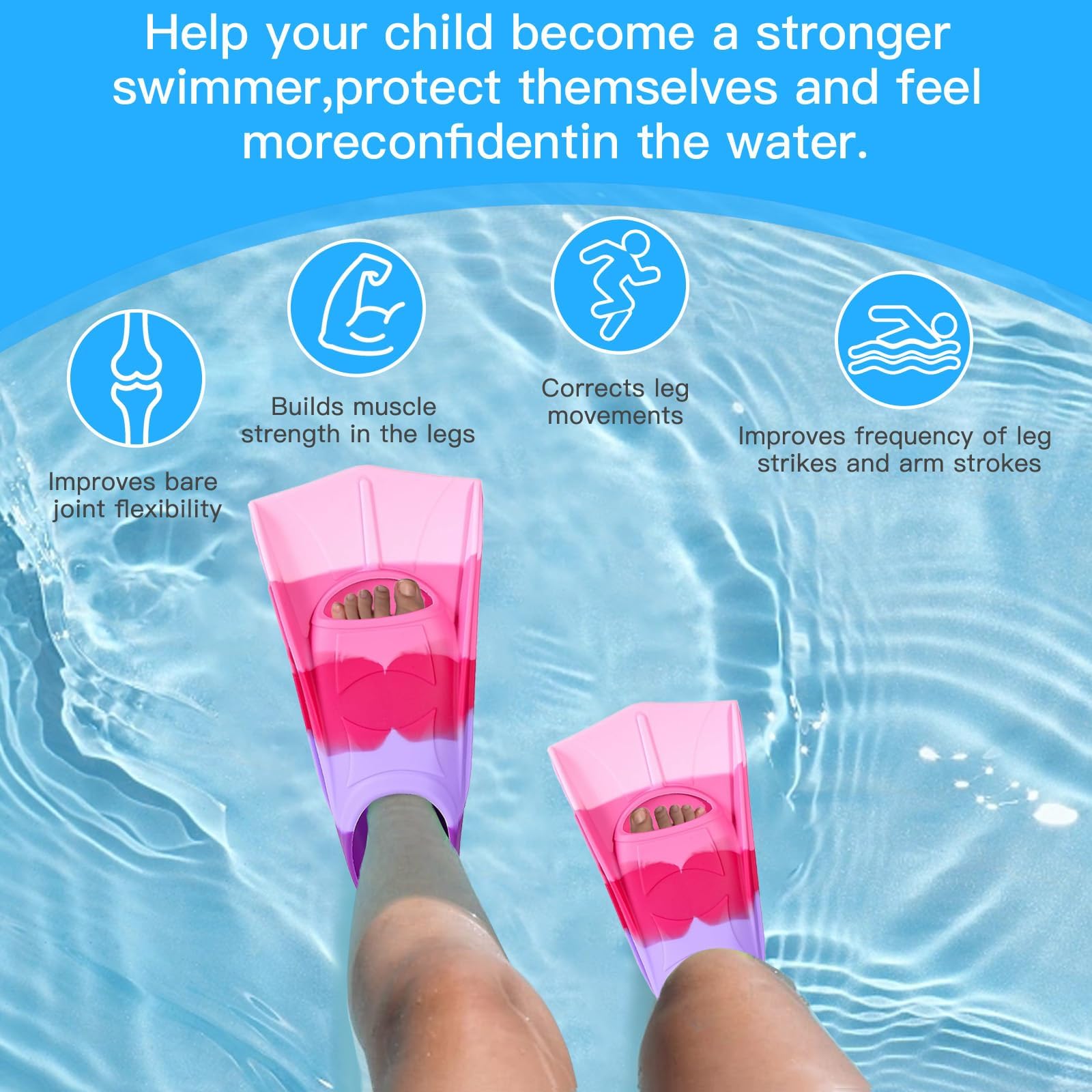 Pinne da Nuoto per Bambini,Pinne Corte in Silicone, Unisex Comode Pinne da Allenamento, Pinne Corte da Snorkeling e Allenamento per Bambini e Adulti (Viola, XS)