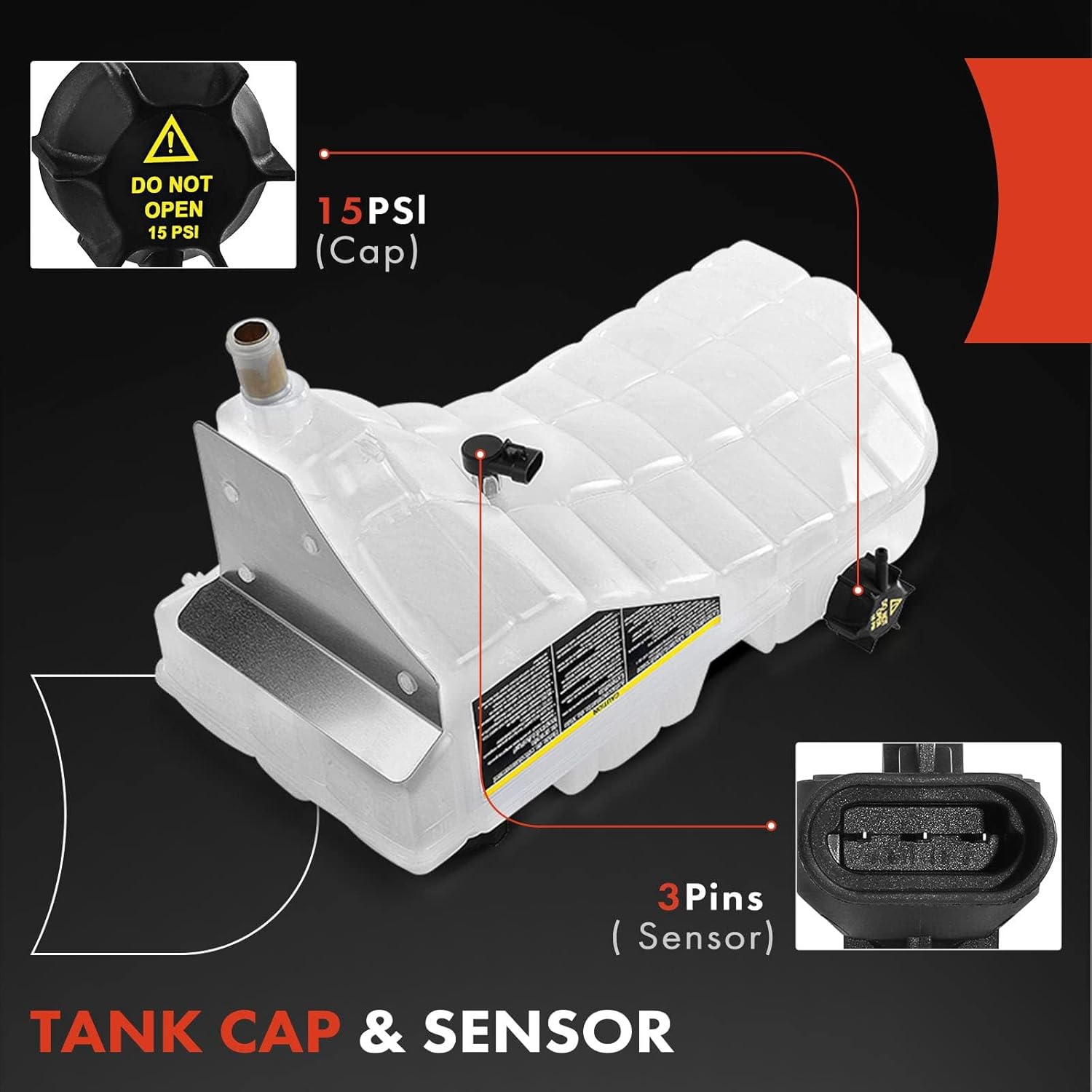 A-Premium Coolant Overflow Reservoir Bottle Tank Compatible with Kenworth W900, T800, T660, T600; and Peterbilt 389, 388, 386, 385, 384, 382, 377, 367, 365, 348 - with BEHR Cooling Module