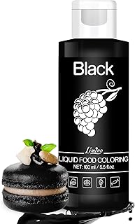 Colorante Alimentario - 160ml Colorante Alimenticio Líquido Insípido para Pastel Decorar, Hornear, Fondant y Macarron - Food Coloring Vivos para Glasear, Galletas, Hacer Limo y Manualidades (Negro)