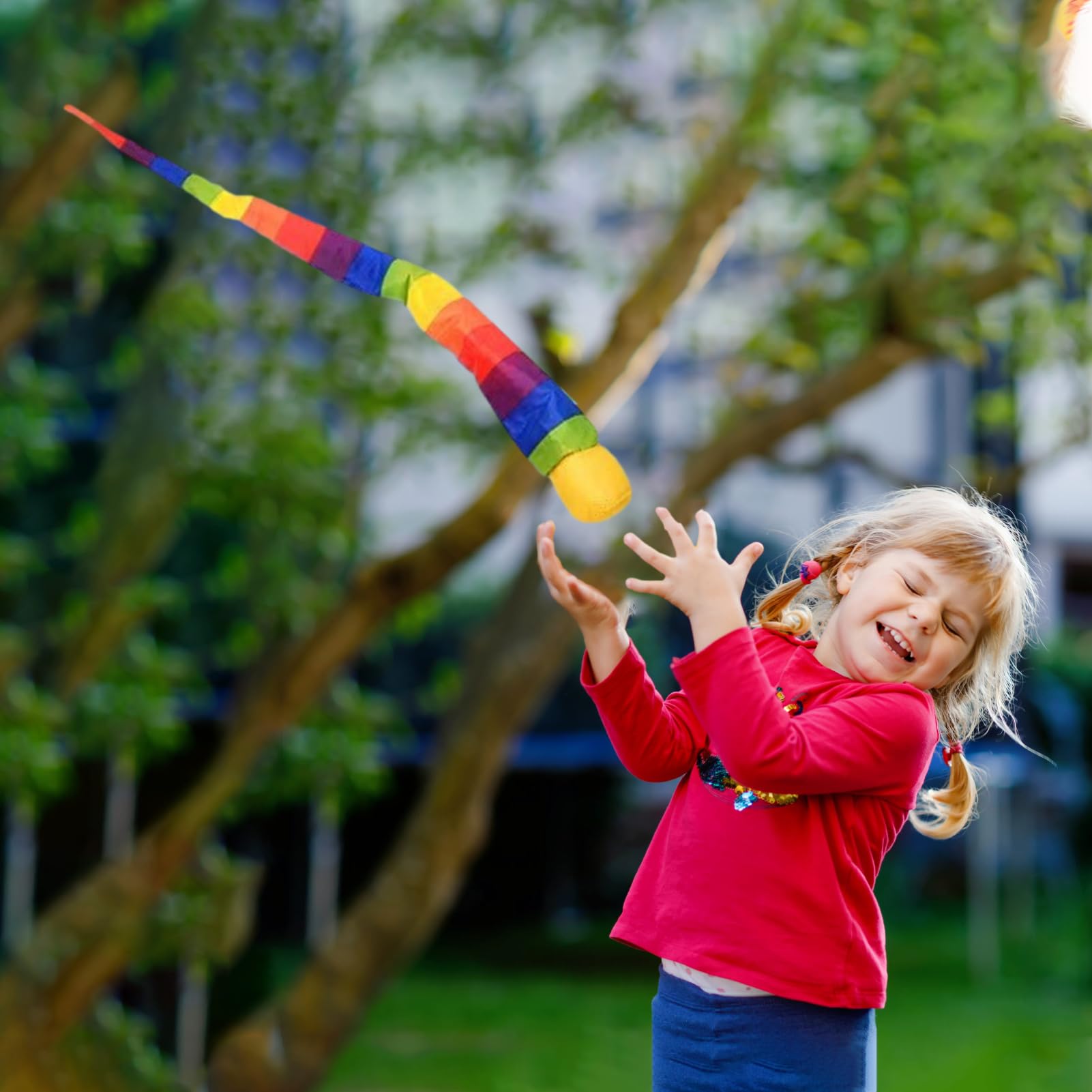 Genérico Bola con Cola Arcoíris,Pelotas para Lanzar y Atrapar con Cola Multicolor - Juguetes Interactivos Sensoriales para Lanzar Y Atrapar Al Aire Libre para Niños y Niñas