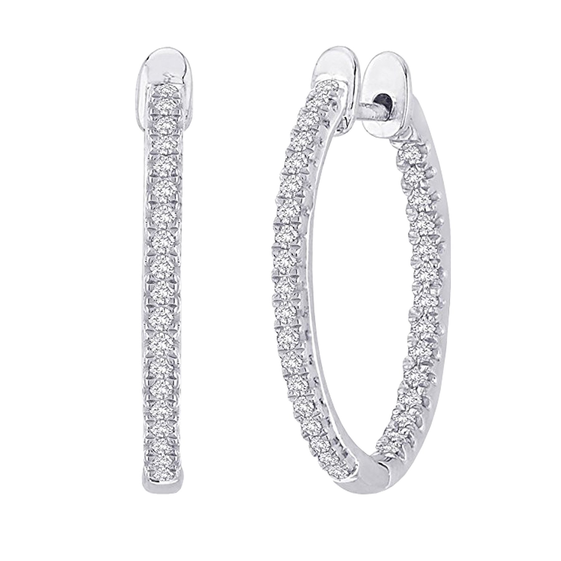 Houston Diamond District 1 to 10 carats Inside Out Diamond Hoop Earrings for Women Premium Collection 14K Rose Gold Lab Grown Diamond 1 Carat