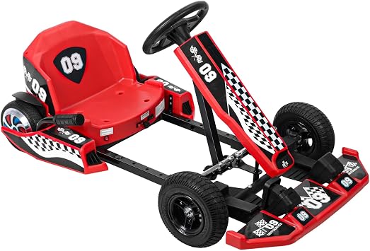 36V Electric Go Cart for Adults, Drift Kart with 350w Motor, Length Adjustable Drifting Go Kart, Drifting Go Kart with Max Speed up to 16mph, Max Bearing 187 Lbs Red