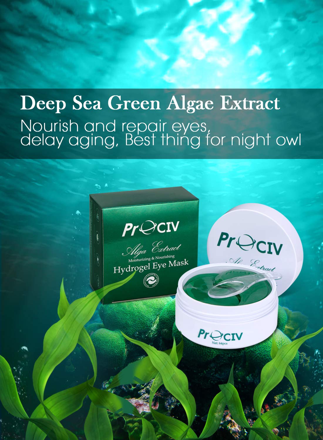 Collagen Under Eye Patches 64PCS - ProCIV Eye Gel Pads Eye Mask for Dark Circles Puffy Eye Bags Women Undereye Treatment Mask Moisturizing Hydrating Anti Aging Wrinkles : Beauty & Personal Care