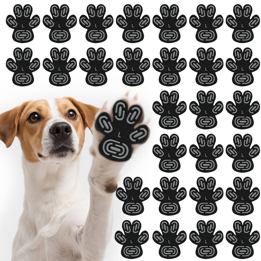 Lot de 28 protections de pattes pour chien, antidérapantes, autocollantes, en gel de silicone, protection contre les brûlures, chaussures antidérapantes pour chiens âgés et malades (L)