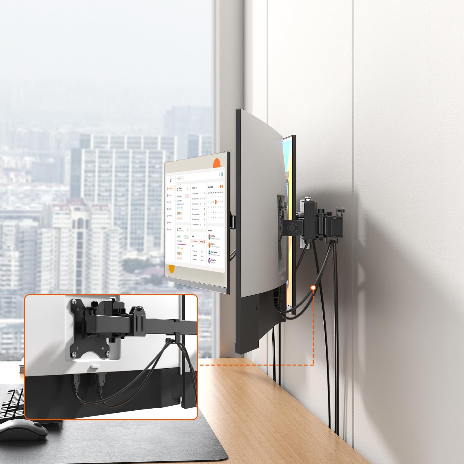 Soporte de Pared para 3 monitores, VESA 75x100, 17-32 Pulgadas, Negro