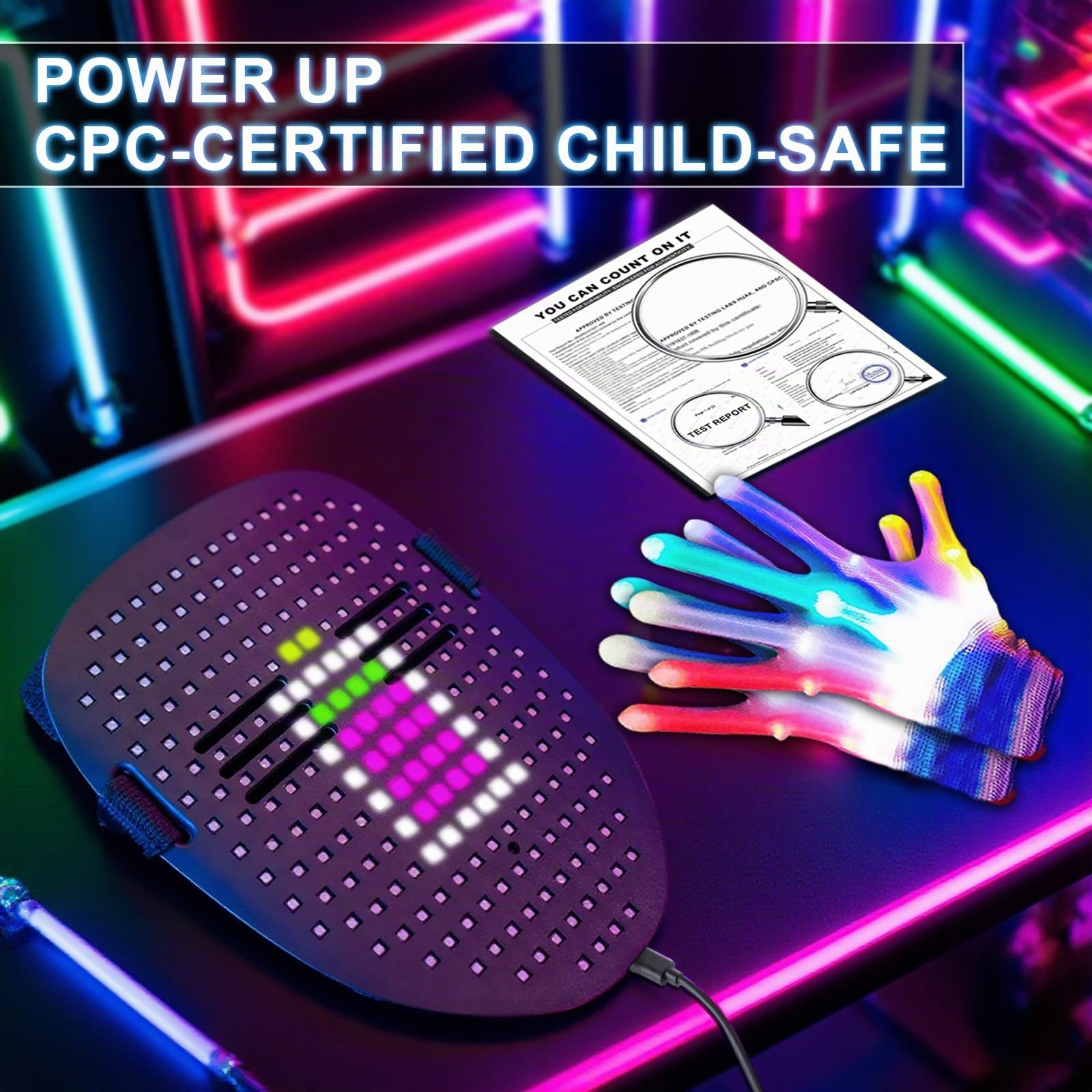 Mascara Led Guantes Set 2026 Disfraz juguetes niños 8+ años | Recargable Con Detección De Gestos Light Mask, Full Face Cos Regalo Navidad For Adulto Hombre