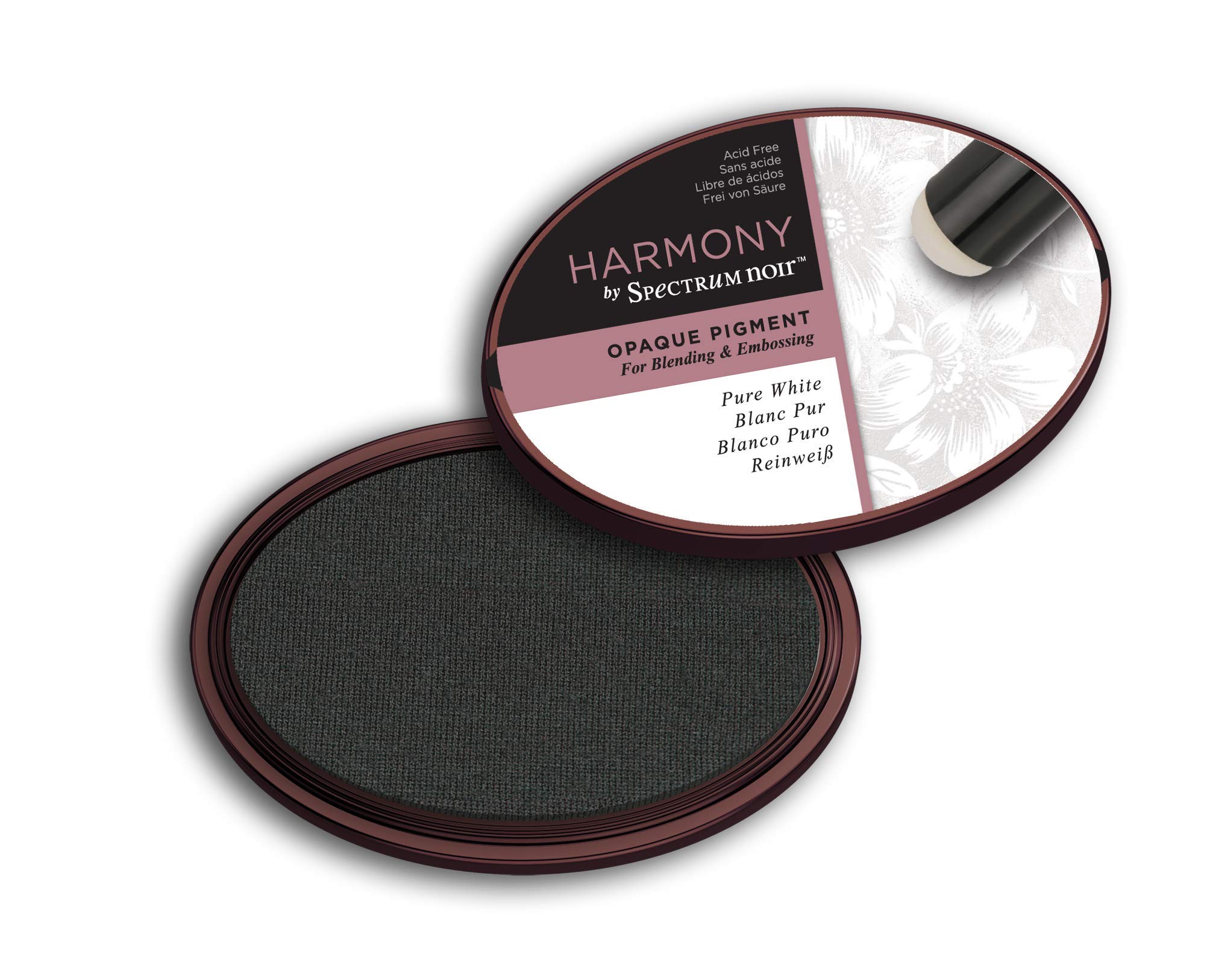 Harmony Opaque Pigment Water-Based Coloured Ink Pad - Slow Drying with A Rich Consistency - Perfect Ink Pads for Stamping, Blending & Heat Set Embossing - Acid Free - by Spectrum Noir (Pure White)