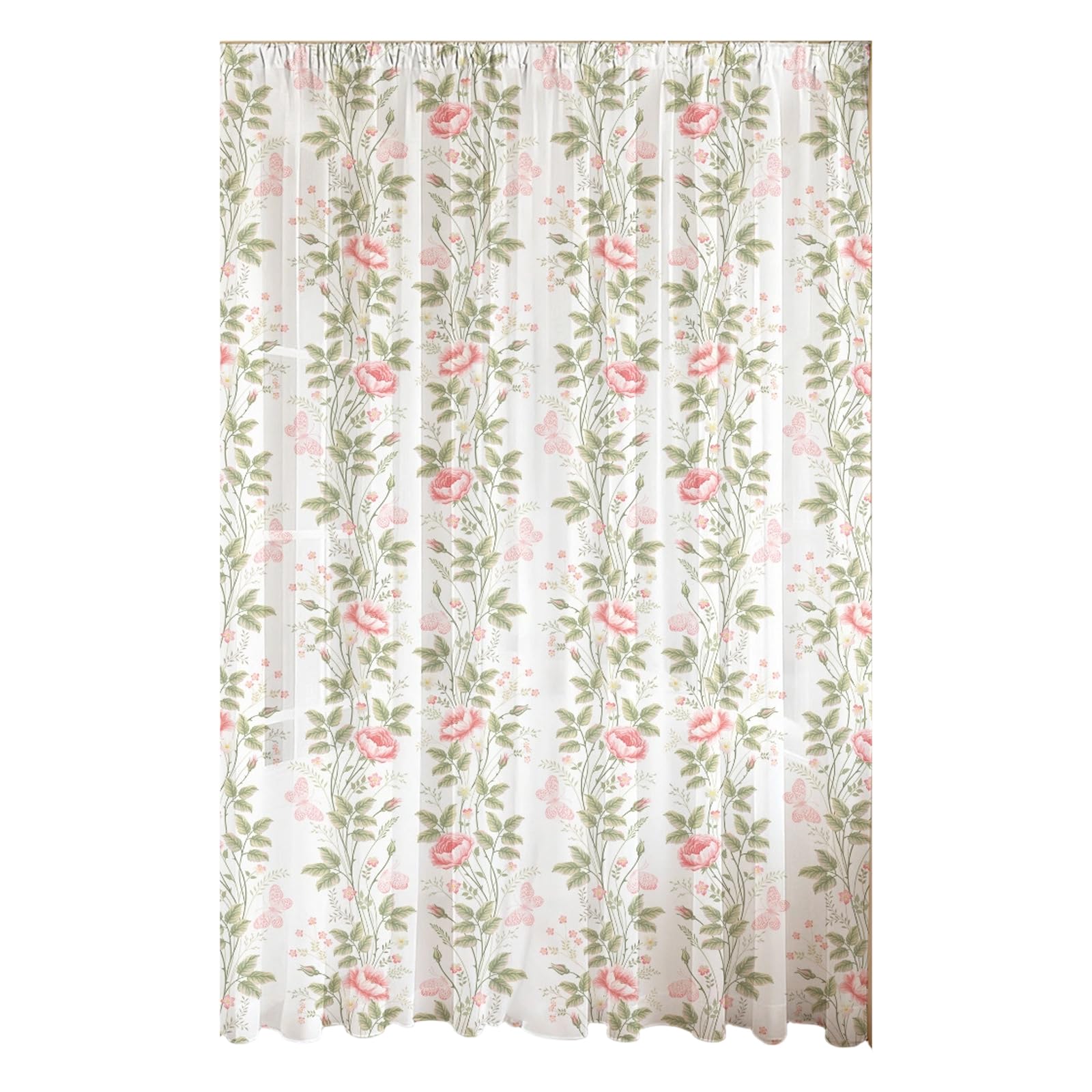 Kaeltsyn Print Sheer Curtain with Rod Pocket for Bedroom Privacy Light Filtering Polyester Window Voile Panel