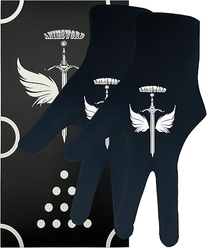 Miniatura 1 de ANIMSWORD Juego de 2 guantes de billar transpirables y cómodos que se adaptan a la mano izquierda para guantes deportivos Snooker Cue.