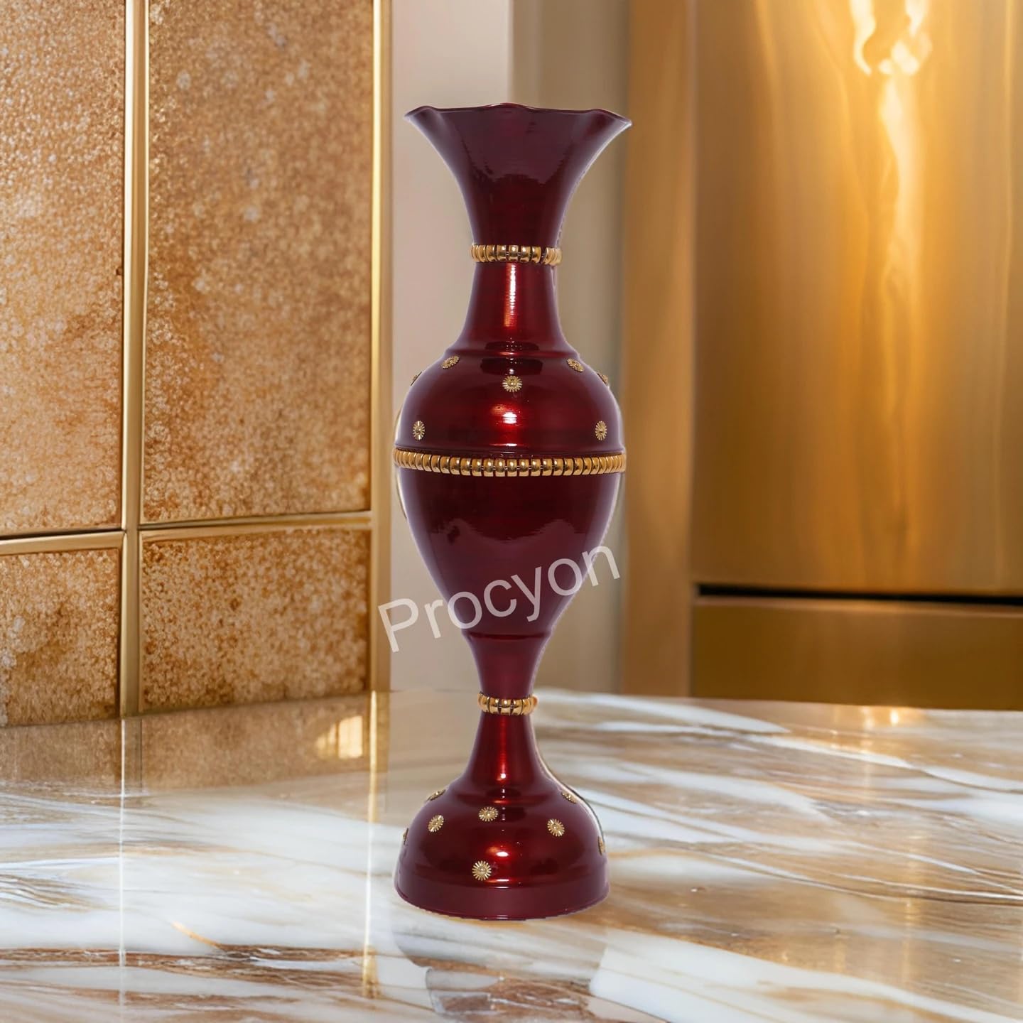 Procyon Metal Flower Vase 24 Inch for Living Room Corner, Decorative Floor Vase for Home Decor, Designer Iron Flower Pot for Bedroom, Office & Hallway, Maroon-image-27