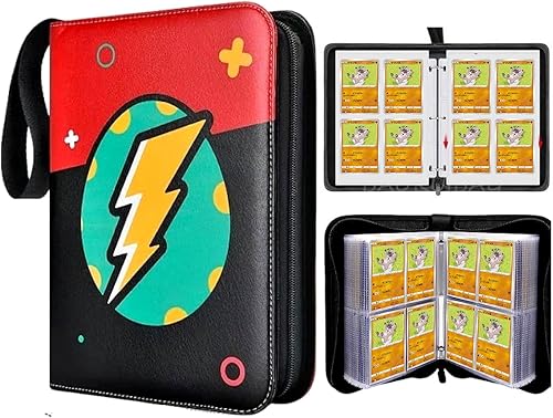 Carpeta de tarjetas, tarjetero para tarjetas intercambiables, 4 bolsillos, portátil, 400 bolsillos, con 50 fundas extraíbles, juegos de cartas