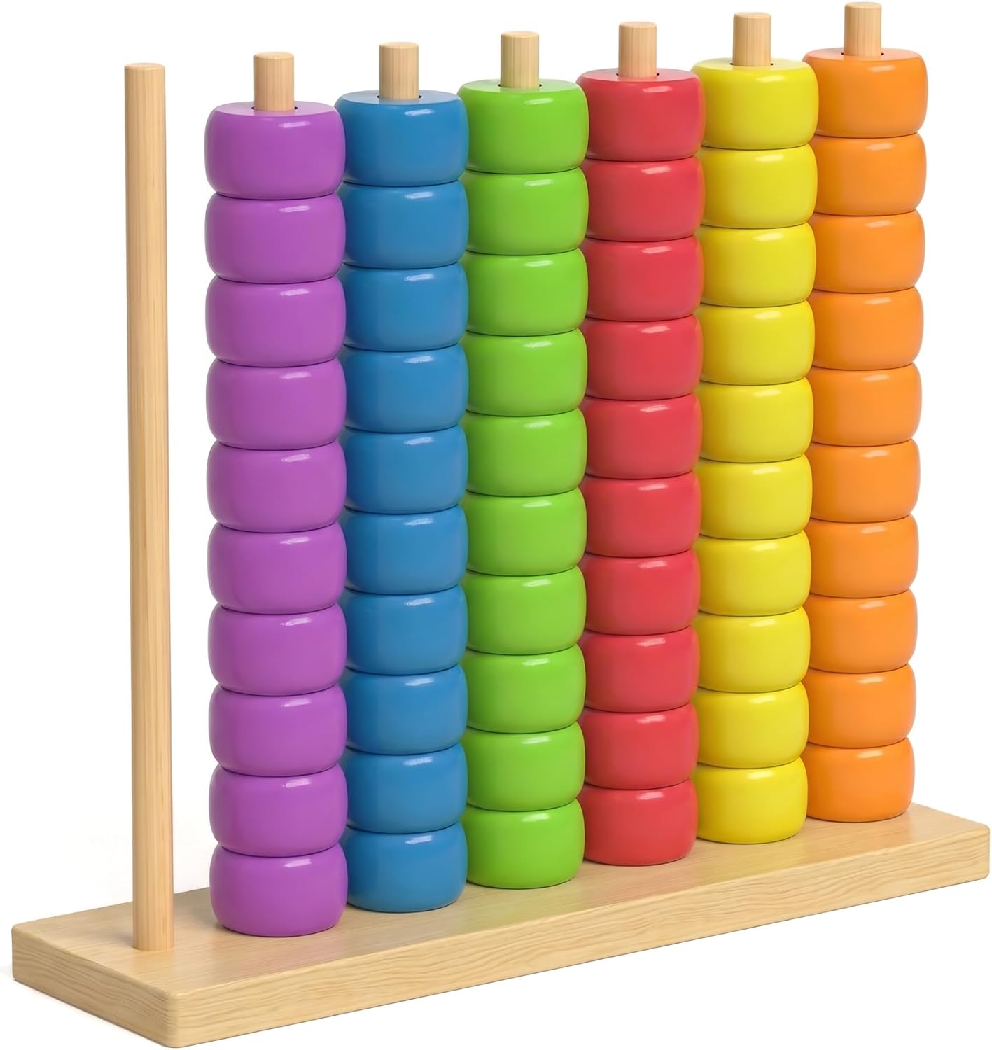 Color Matching Stacking Puzzle Game – Wooden Fast Color Stack Challenge with Racks & Rings, Tabletop Brain Teaser for Family & Friends, Competitive Ring Stack Puzzle for 2 Players (2)