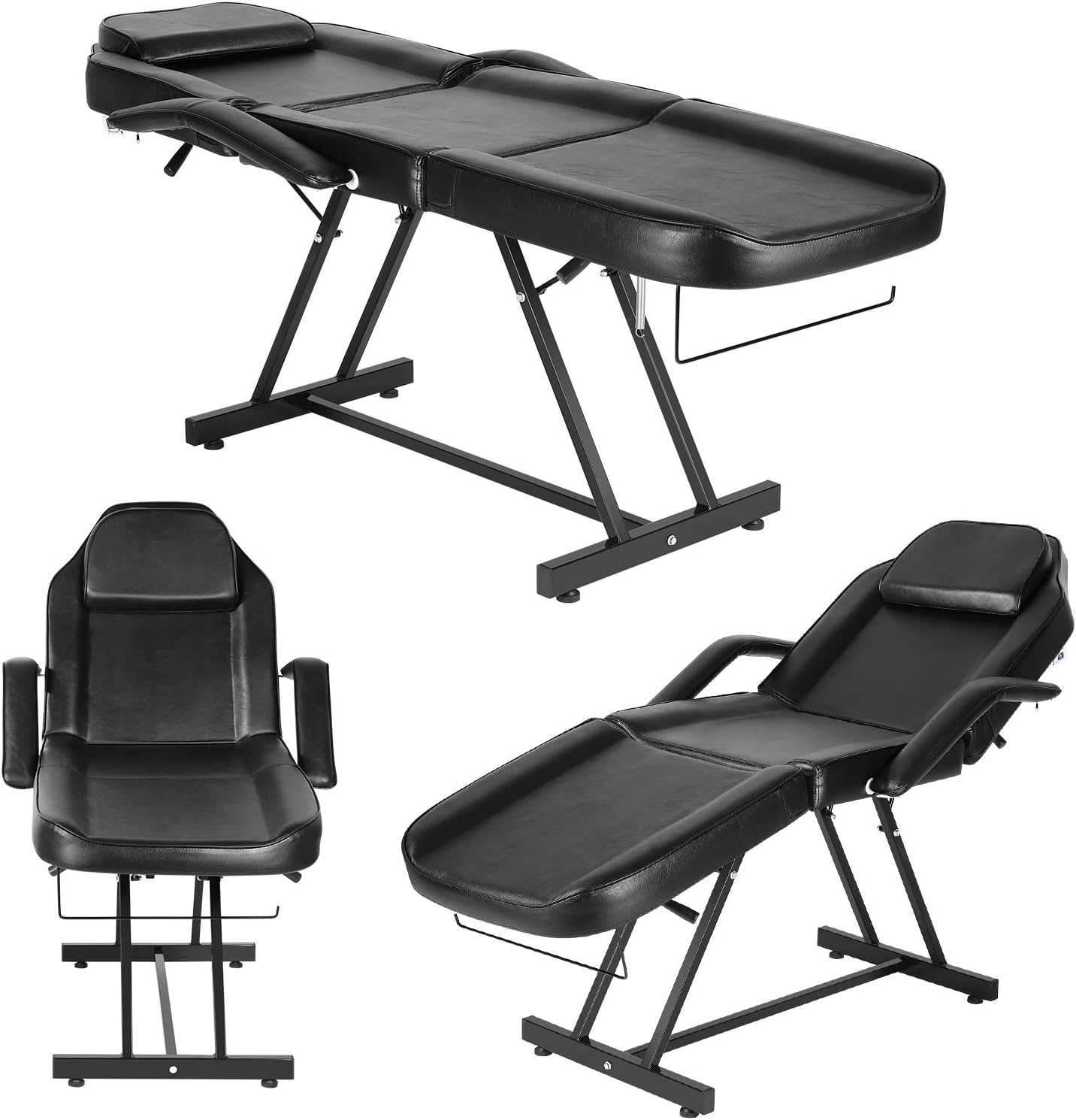 Artist hand Massage Table Adjustable Massage Bed W/Free Barber Stool Spa Bed Salon Massage Equipment Barber Chair Salon Chair (Black) - Image 7