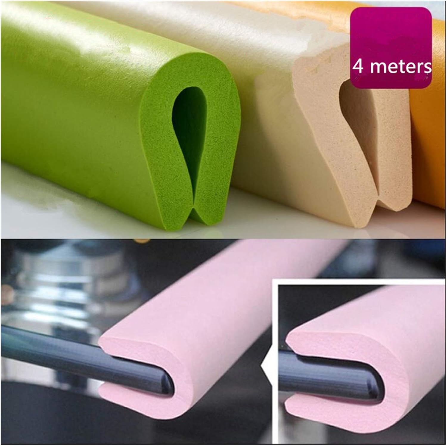 Lueao Cqinju-Shower Seal 4 Meters T Type Doors and for Windows Foam Soundproofing Seal Strip, Easy to Install (Color : Type1, Length : 4M)