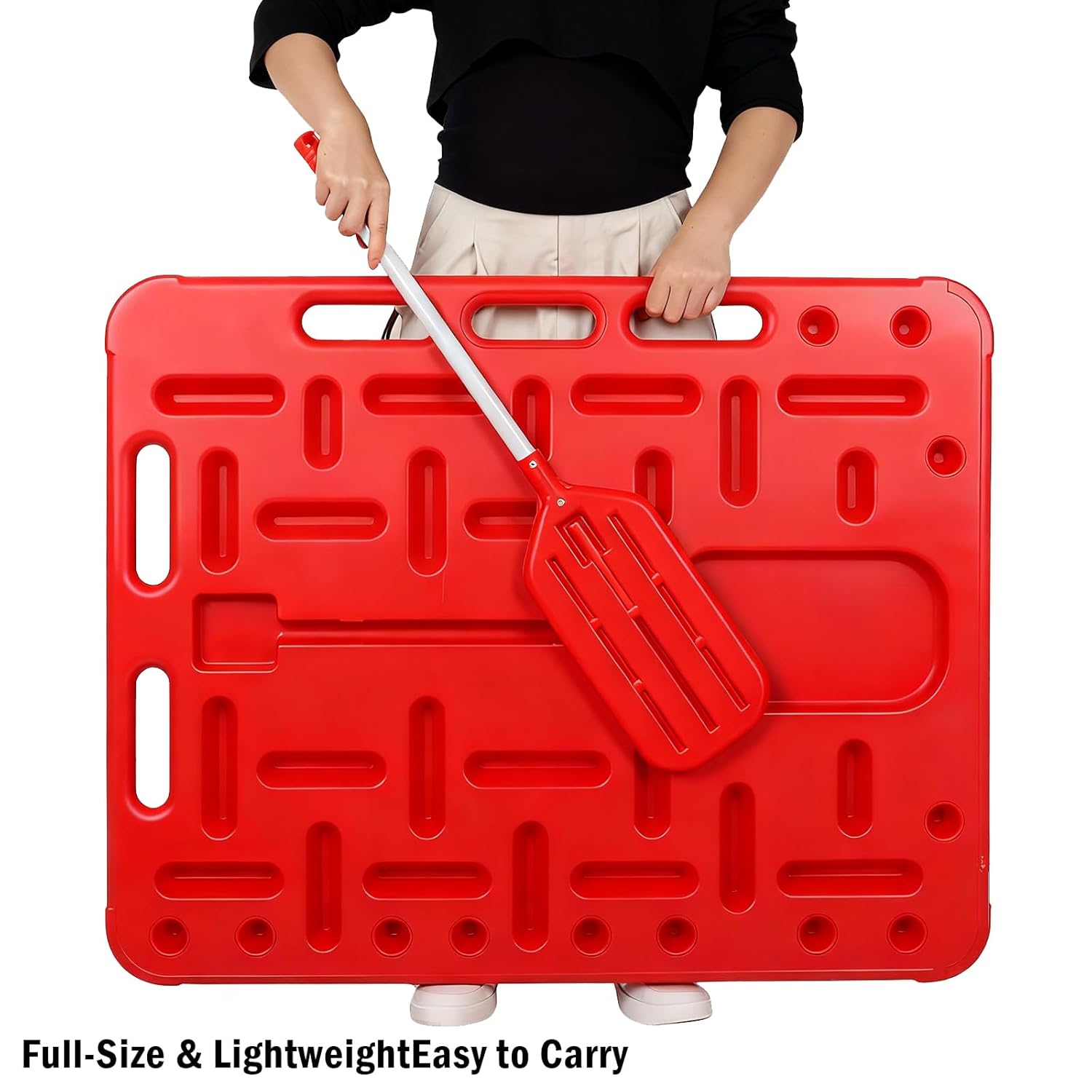 Danbark Livestock Sorting Panel with Paddle, Lightweight Animal Handling Equipment for Hogs, Sheep, Goats, Cattle, Portable Farm Fencing & Crowding Gate (Red, Medium 38x30")