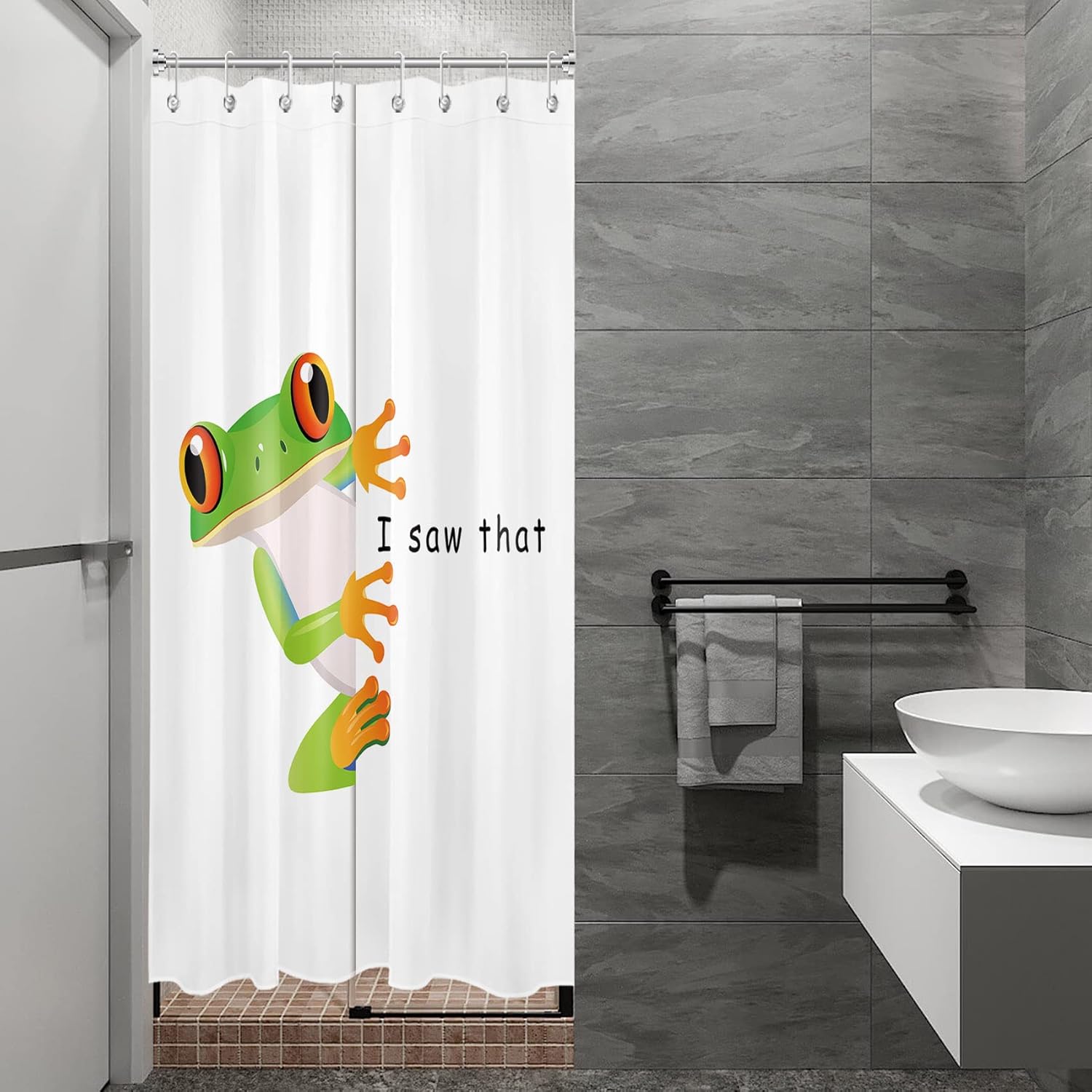 LB Funny Frog Small Stall Shower Curtain 48 x 68 inch