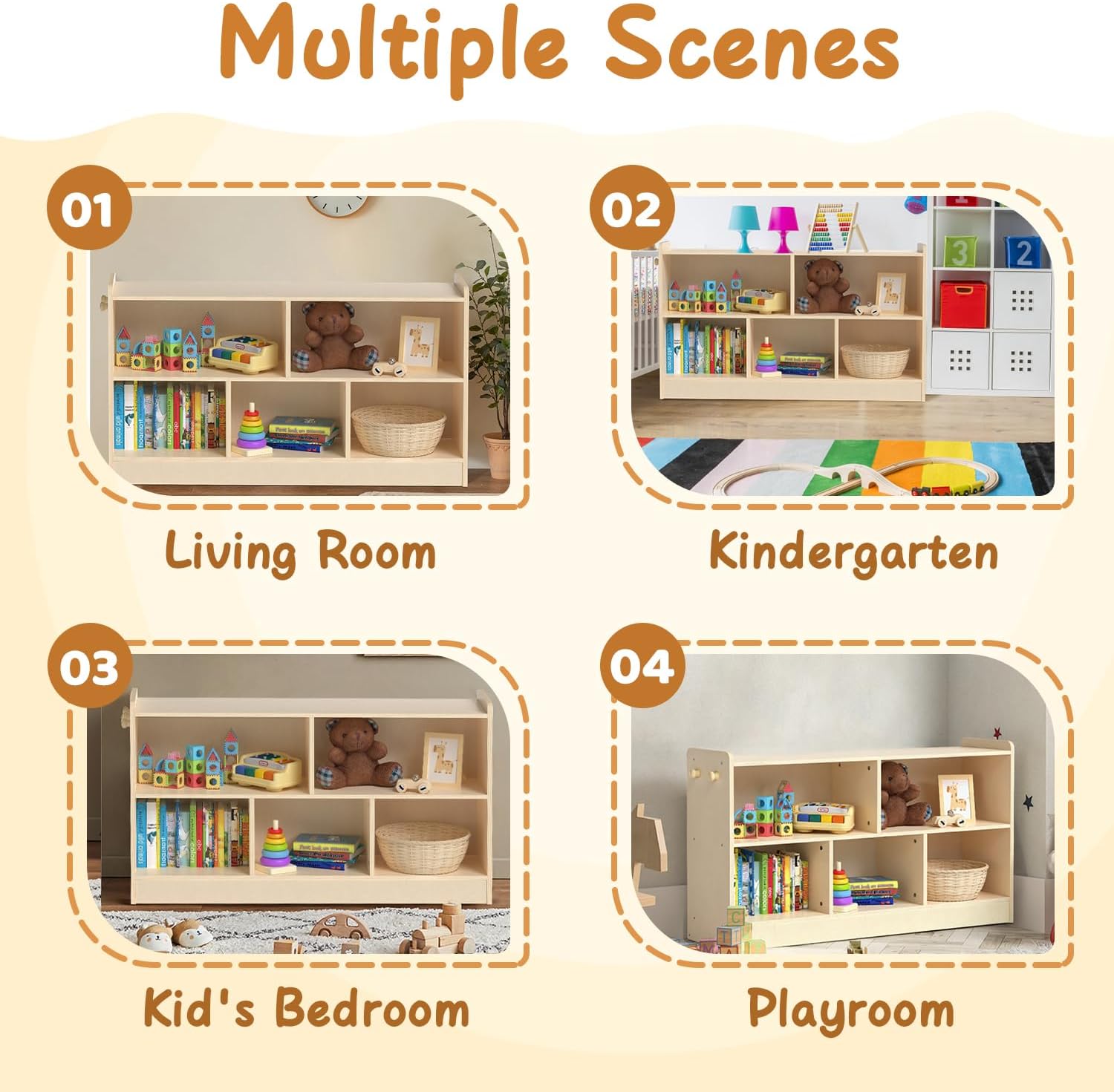 Wooden Montessori Shelf,2-Shelf Toy Organizers and Storage, Kids Classroom Organizer, Playroom, Daycare and Preschool (Large)