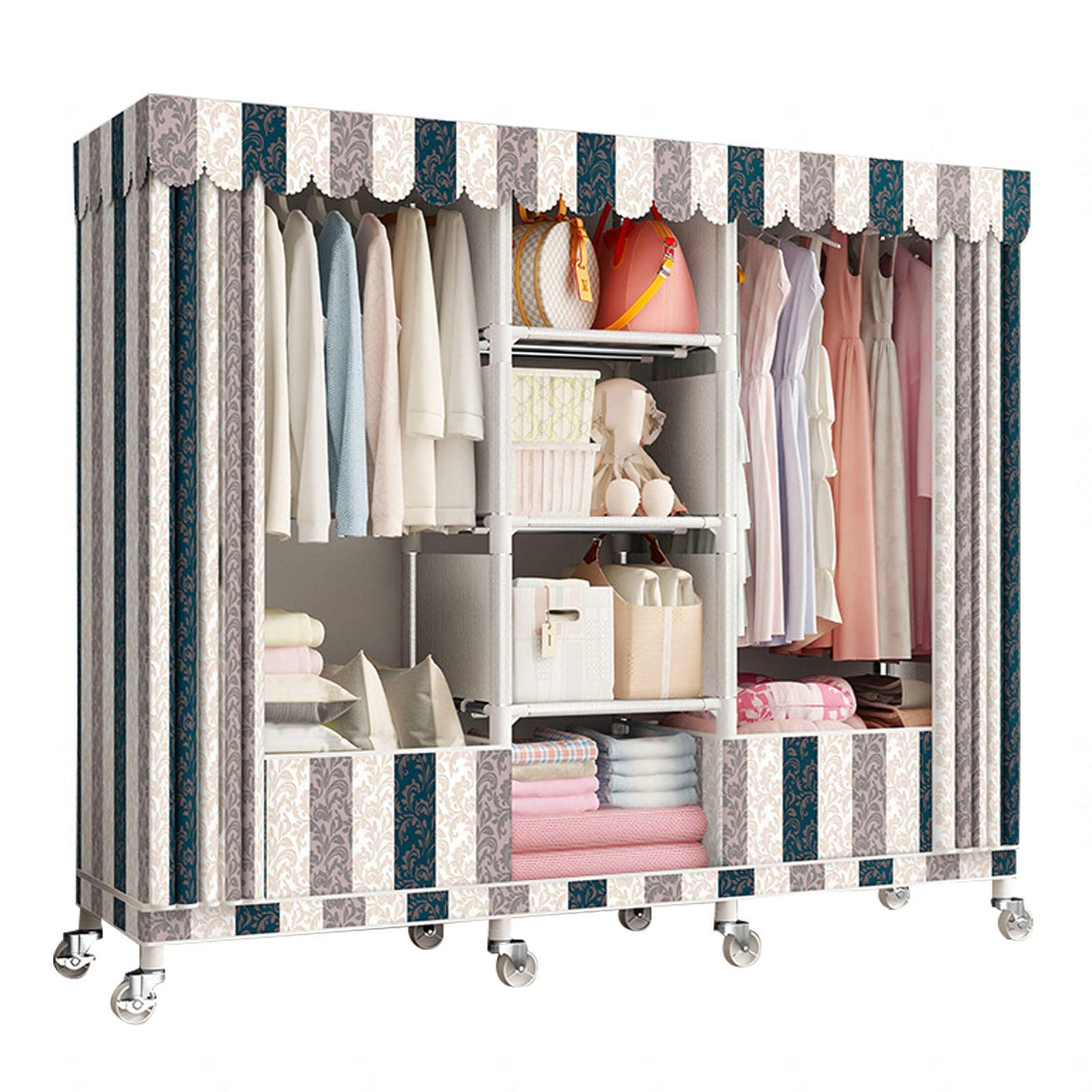 Placard à vêtements en tissu 170cm de haut pour le rangement des sacs et vestes de saison