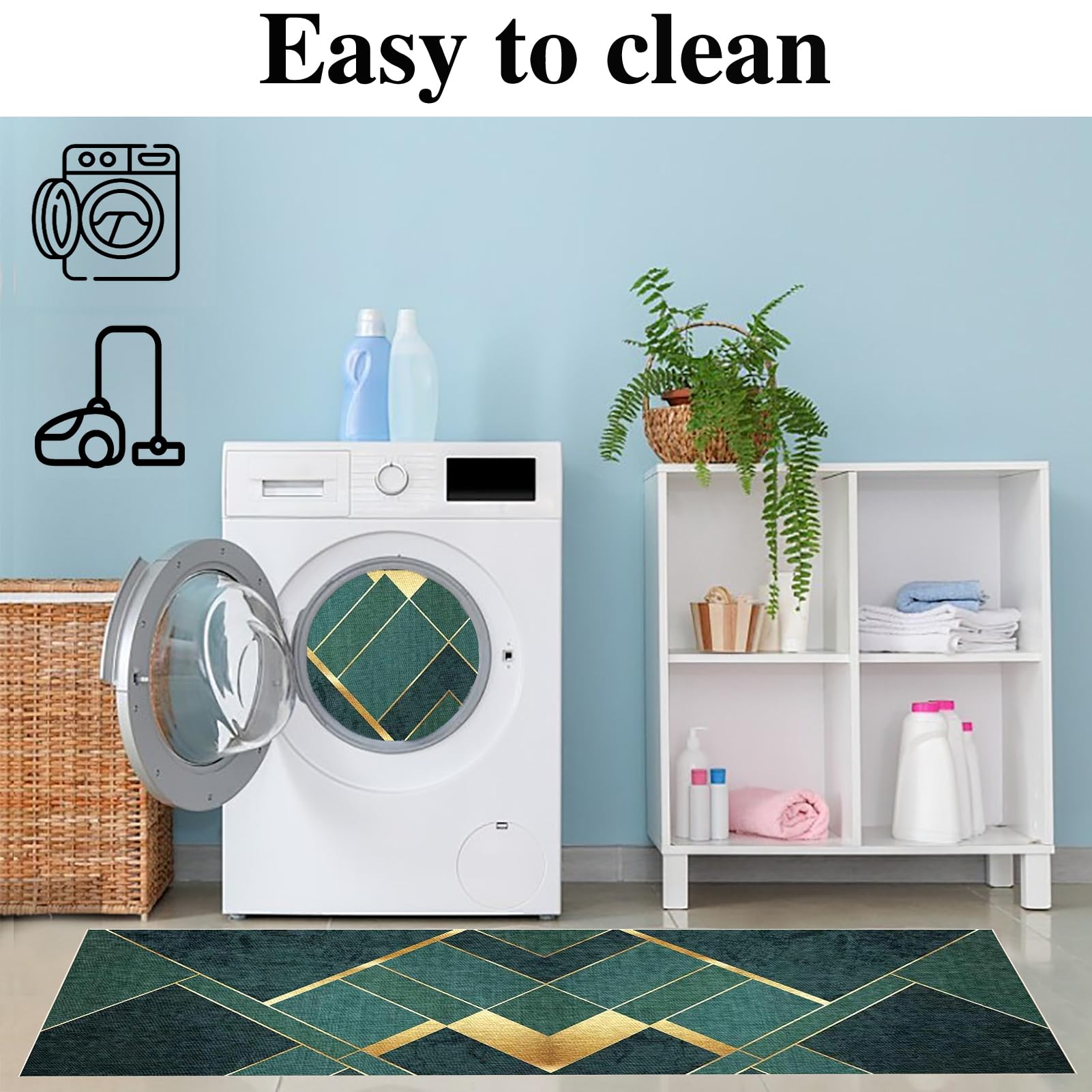 60 x 230 cm Teppich Läufer Flur Küchenteppich Waschbar rutschfest Küchenläufer Modern Carpet Fussmatte Innen Teppichläufer Teppichläufer auf Maß Meterware Flurteppich für Küche FlurWohnraum