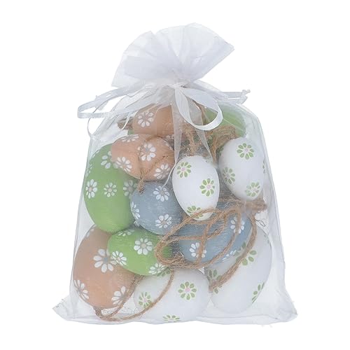 Gisela Graham Easter Egg Decorations with Flower Print, Set of
