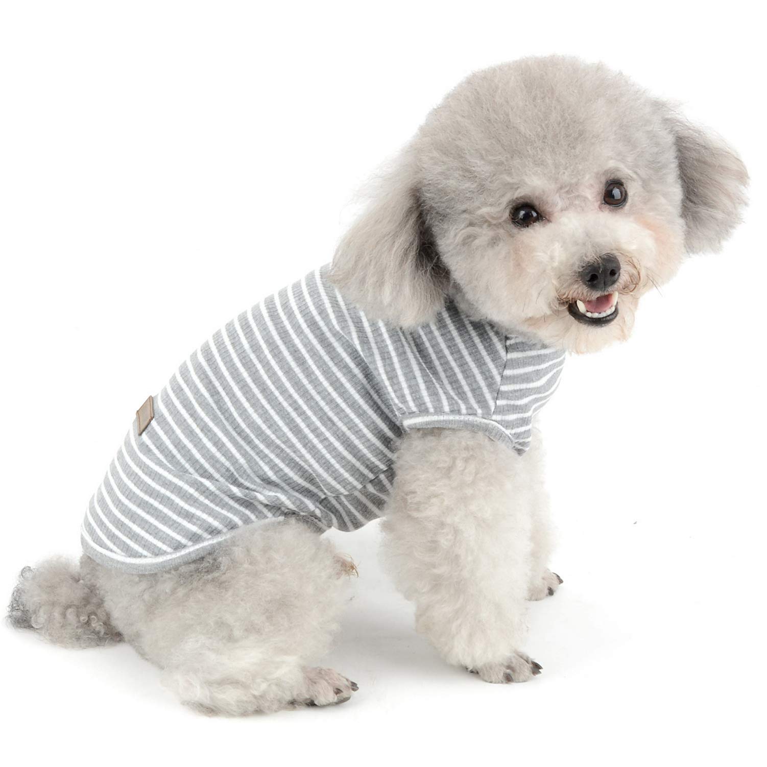 SELMAI Striped Dog Shirt T-Shirts for Small Dogs Cats Puppies Soft Cotton Short Sleeves Summer Tee Vest Clothes Breathable Pet Apparel for Chihuahua Boys and Girls Daily Wear in Hot Weather Gray XL