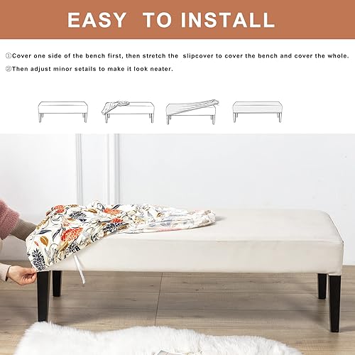 Miniatura 6 de Eco-Ancheng Funda extraíble para banco de comedor funda elástica para asiento de banco protector de muebles para silla de comedor y sala de estar y
